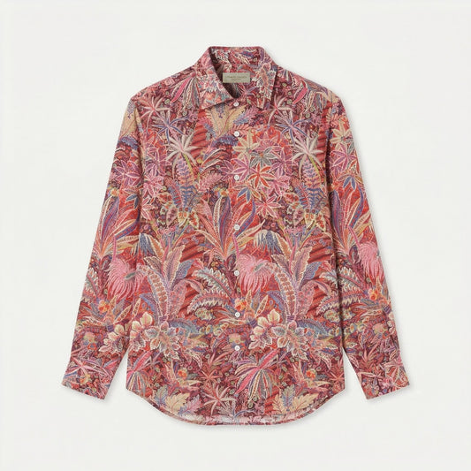 Liberty London Button-Up Long Sleeves Shirt, Botanical Handmade Cotton Clothing, Sustainable Womenswear, Minimalist Chemise