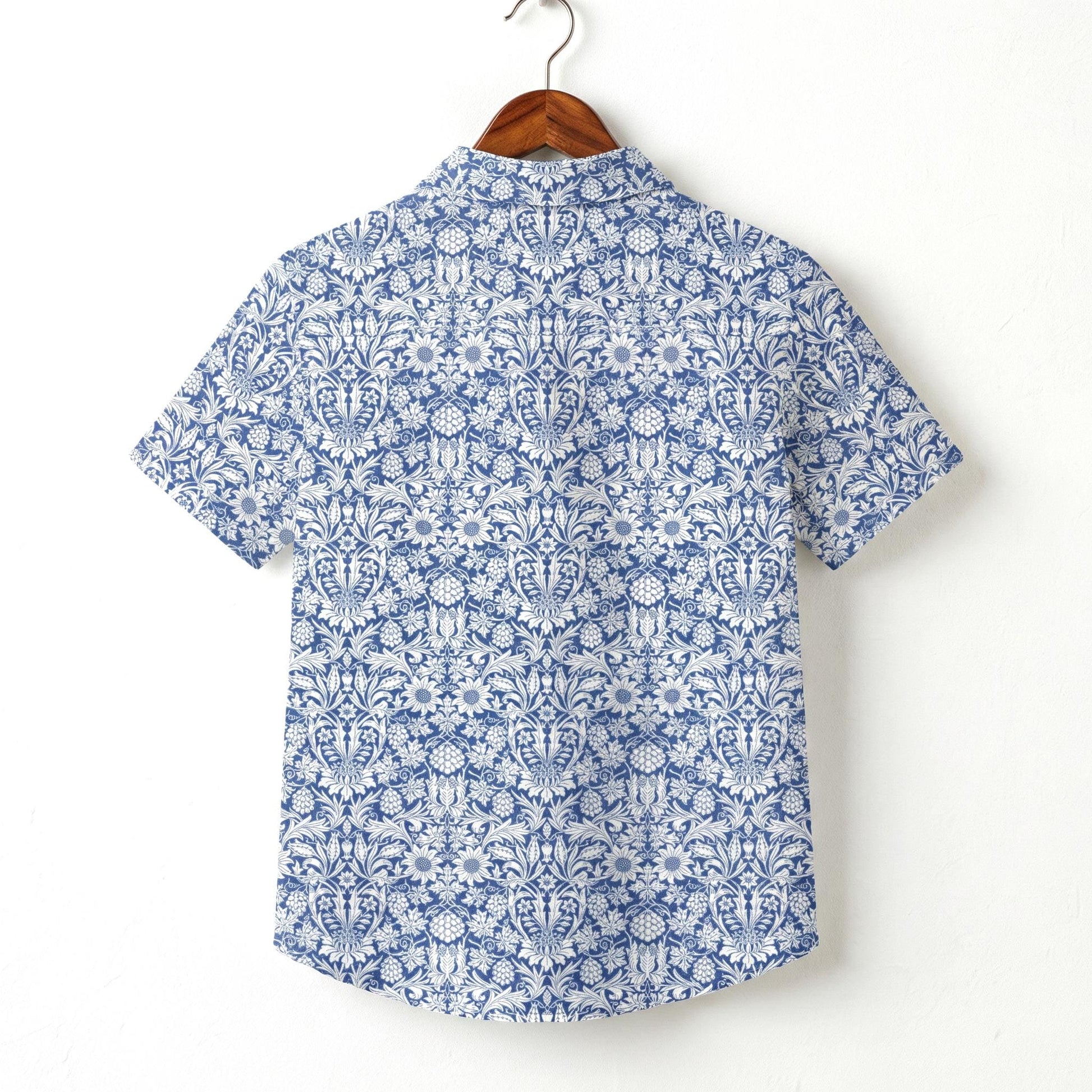 Liberty London Button-up Short-sleeved Shirt, Handmade Cotton Clothing, Tailoring Personalised Chemise, Minimalist Casual Outfits