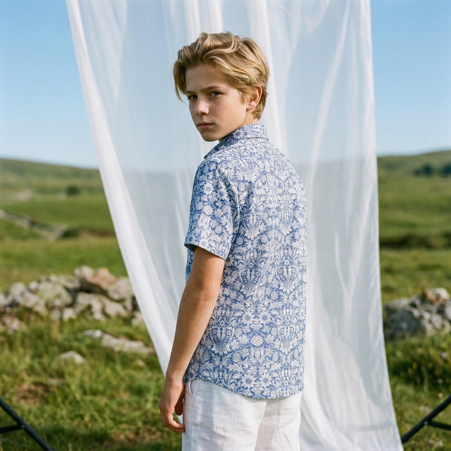 Liberty London Button-up Short-sleeved Shirt, Handmade Cotton Clothing, Tailoring Personalised Chemise, Minimalist Casual Outfits