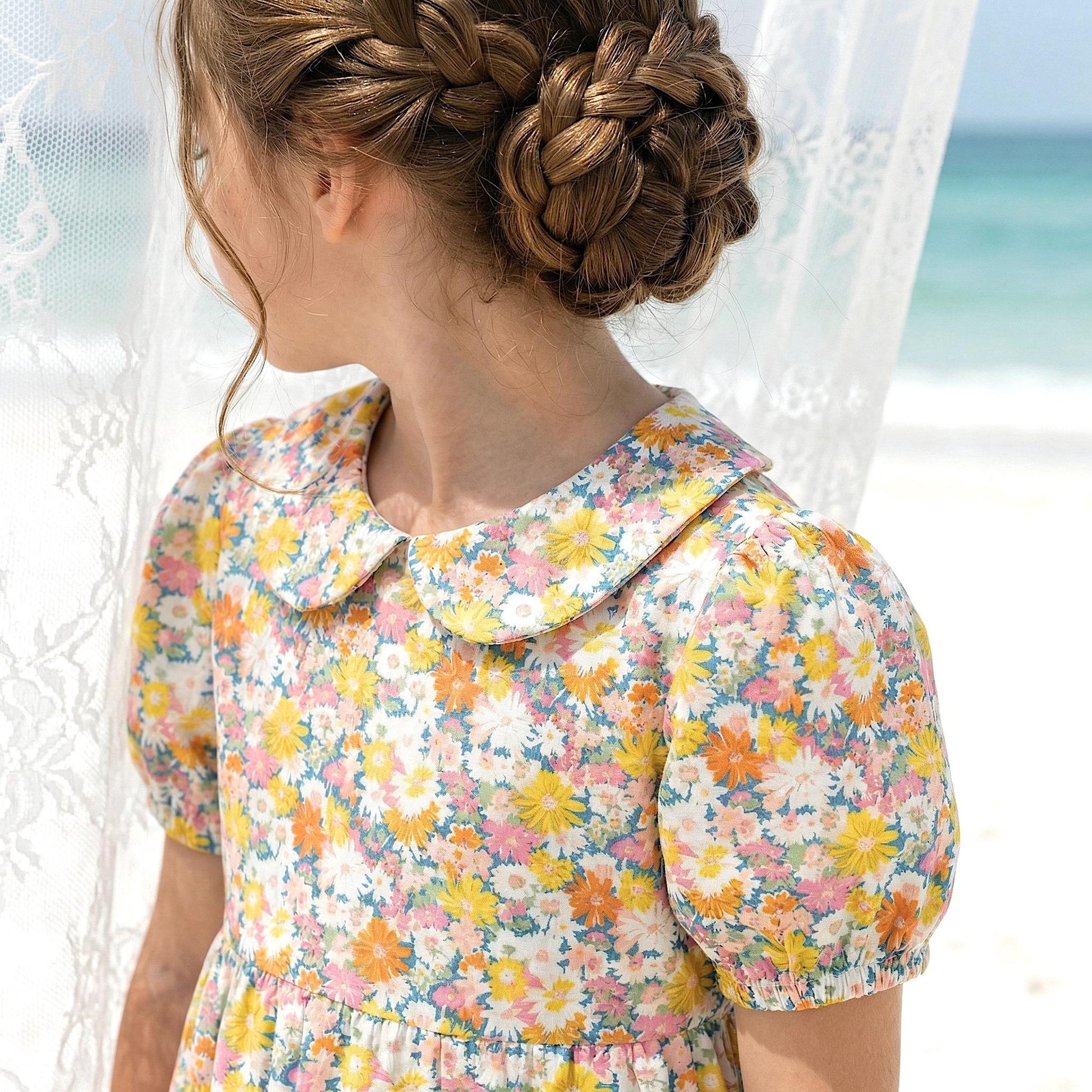 Liberty London Peter Pan Collared Short-sleeved Dress, Handmade Cotton Clothing, Personalised Children-wear, Ethical Clothes