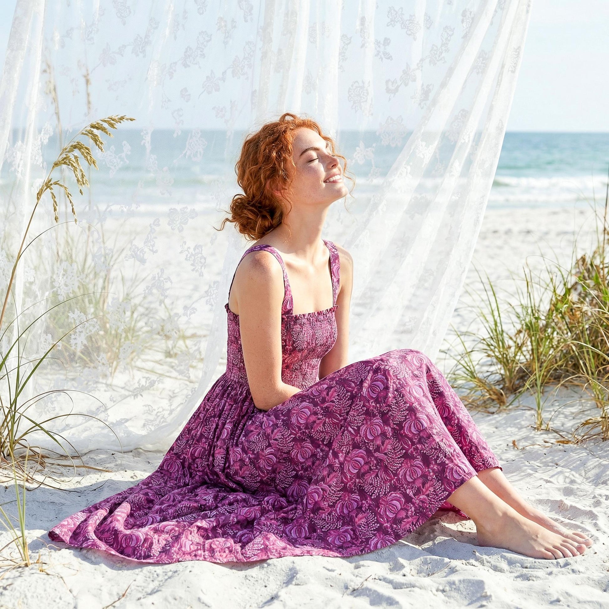 Liberty London Smock Shirred Sundress, Handmade Cotton Womenswear, Botanical Sustainable Clothing, Personalised Tailoring Outfits