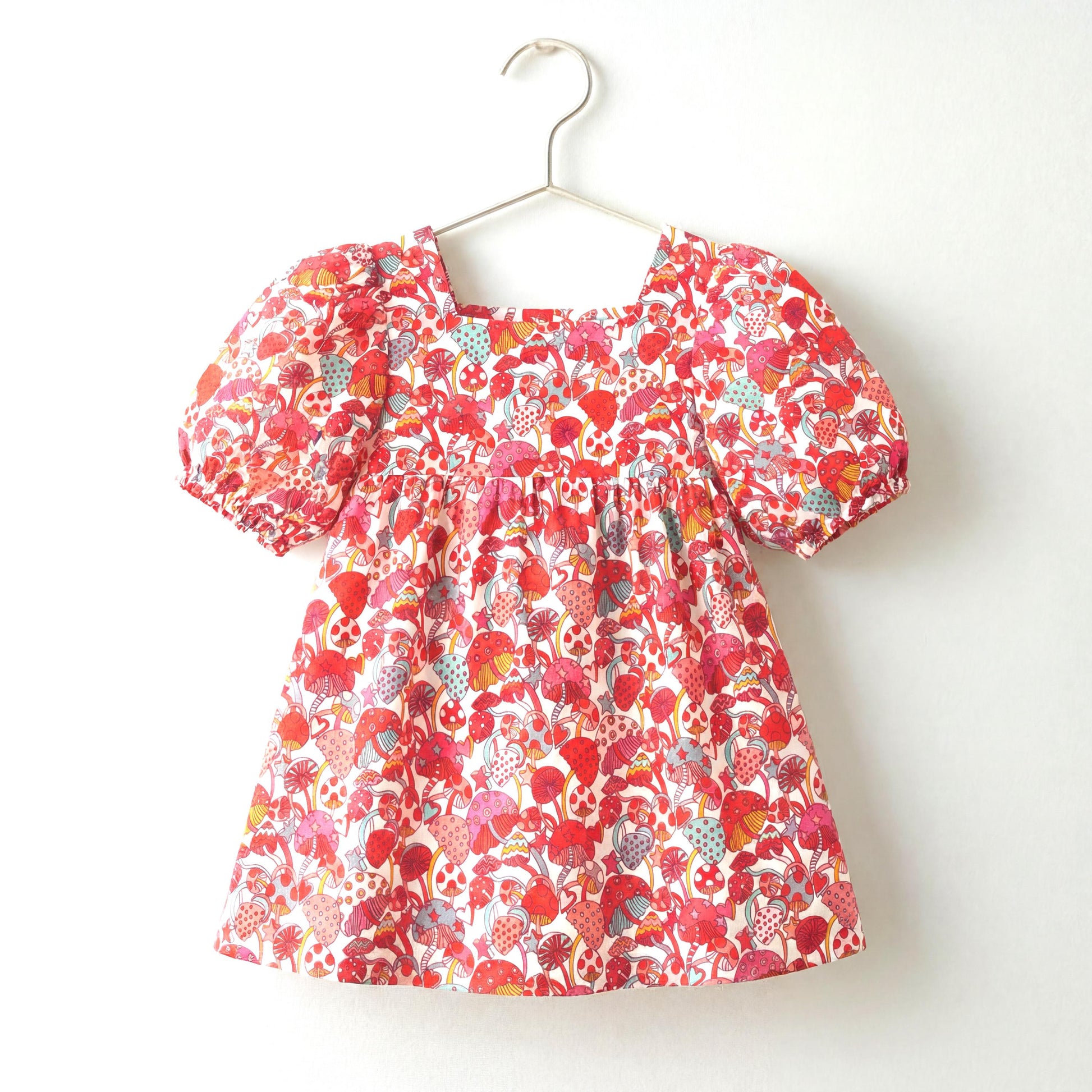 Liberty London Square-neck Puffed Short-sleeved Smock Blouse, Babydoll Vintage Handmade Top, Sustainable Personalised Cotton Children-wear