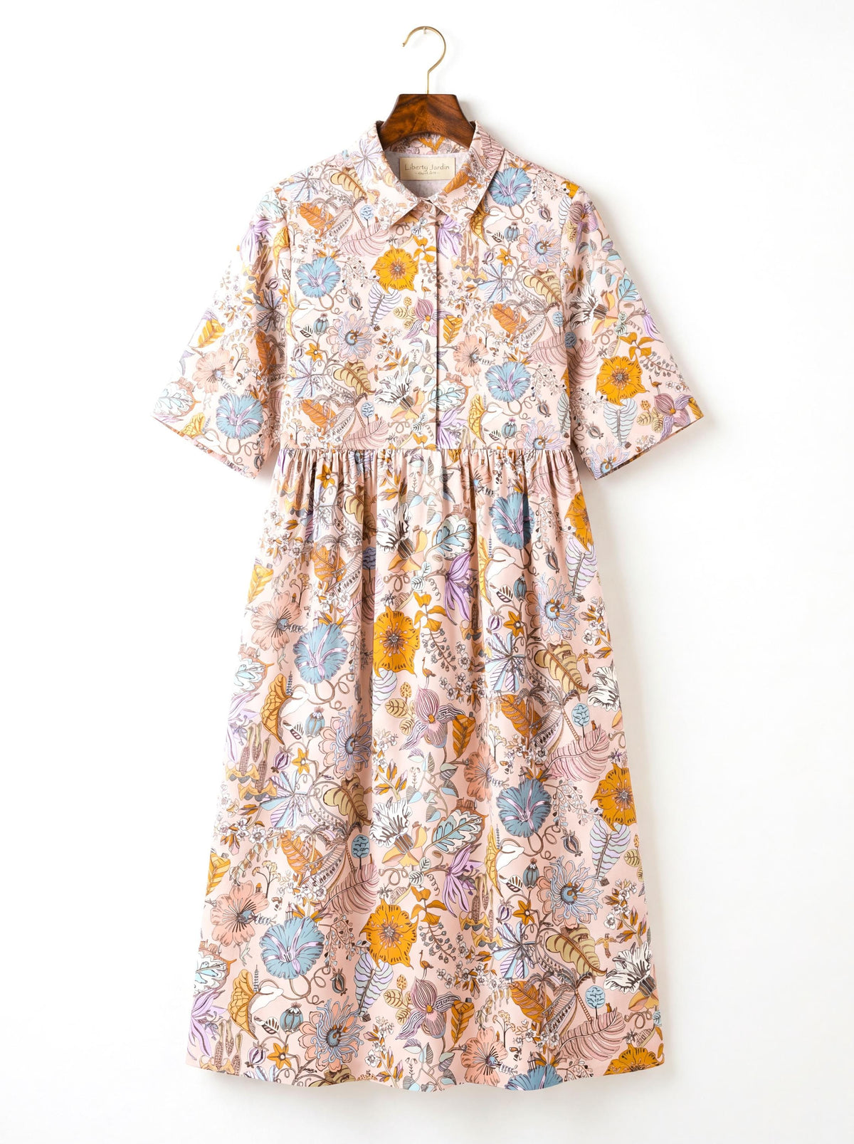 Liberty London Collared Kimono Sleeves Shirtdress, Handmade Botanical Womenswear, Sustainable Slow-fashioned Clothing, Personalised Dress
