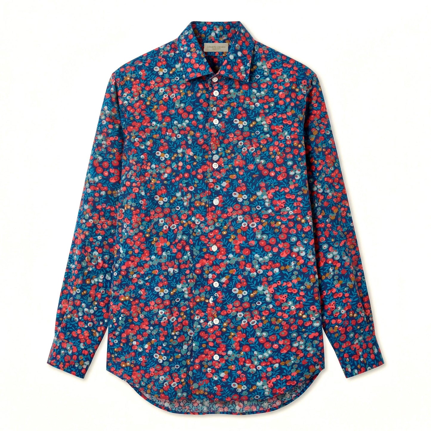 Liberty London Button-up Long-sleeved Dress Shirt, Handmade Botanical Clothing, Sustainable Cotton Womenswear, Tailoring Blouse
