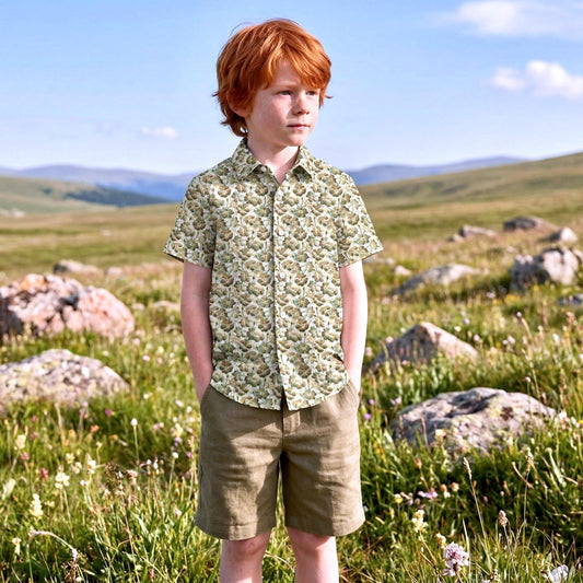Liberty London Button-up Short-sleeved Shirt, Handmade Cotton Clothing, Tailoring Personalised Chemise, Minimalist Casual Outfits