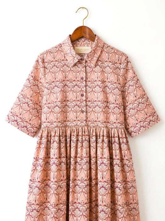Oversize Liberty London Shirtdress, Collared Kimono Half-sleeved Dress, Handmade Botanical Cotton Clothing, Personalised Womenswear