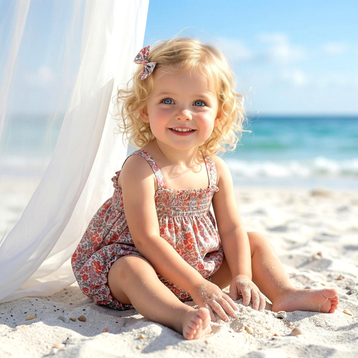 Liberty London Smock Bubble Sleeveless Romper, Handmade Personalised Cotton Children Clothing, Sustainable Tailoring Sunsuit