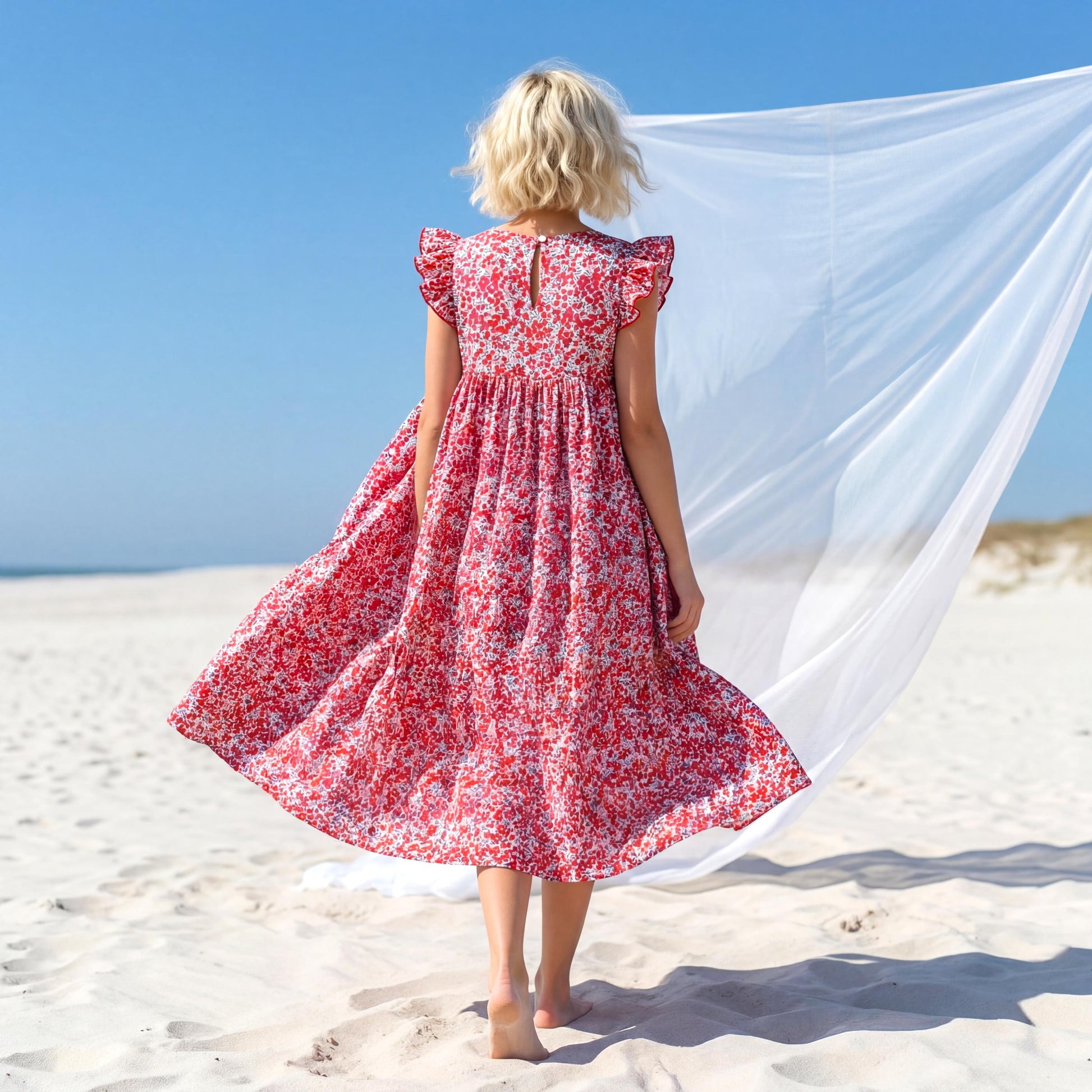 Liberty London Smock Sleeveless Sundress, Handmade Sustainable Womenswear, Personalised Cotton Botanical Clothing,