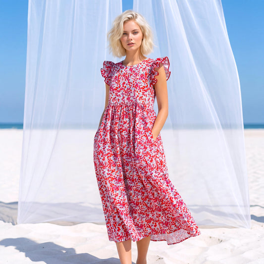 Liberty London Smock Sleeveless Sundress, Handmade Sustainable Womenswear, Personalised Cotton Botanical Clothing,
