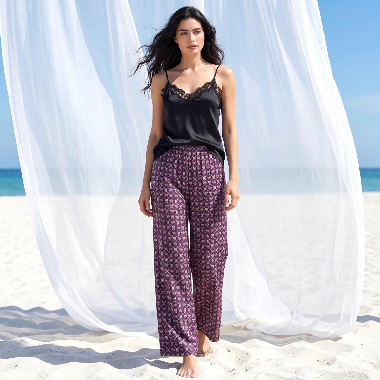Liberty London Palazzo Trousers, Wide-legged Handmade Personalised Pants, Lightweight Cotton Loungewear Bottoms, Sustainable Clothing