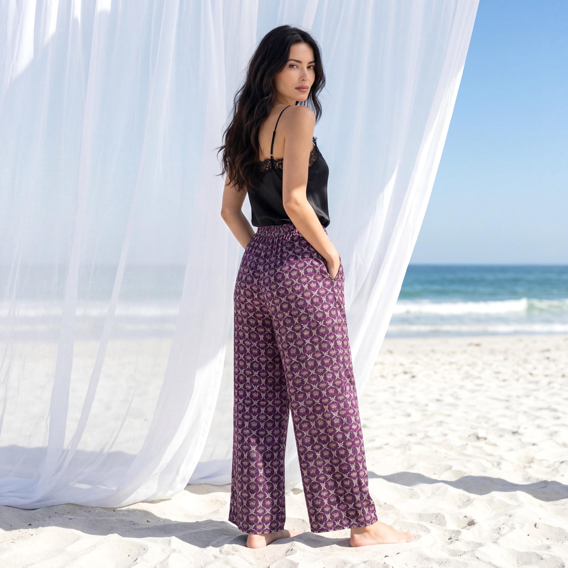 Liberty London Palazzo Trousers, Wide-legged Handmade Personalised Pants, Lightweight Cotton Loungewear Bottoms, Sustainable Clothing