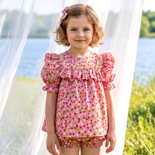 Liberty London Top Bloomer, Handmade Sustainable Children Cotton Clothing, Short-sleeved Smock Blouse, Customisable Shorts