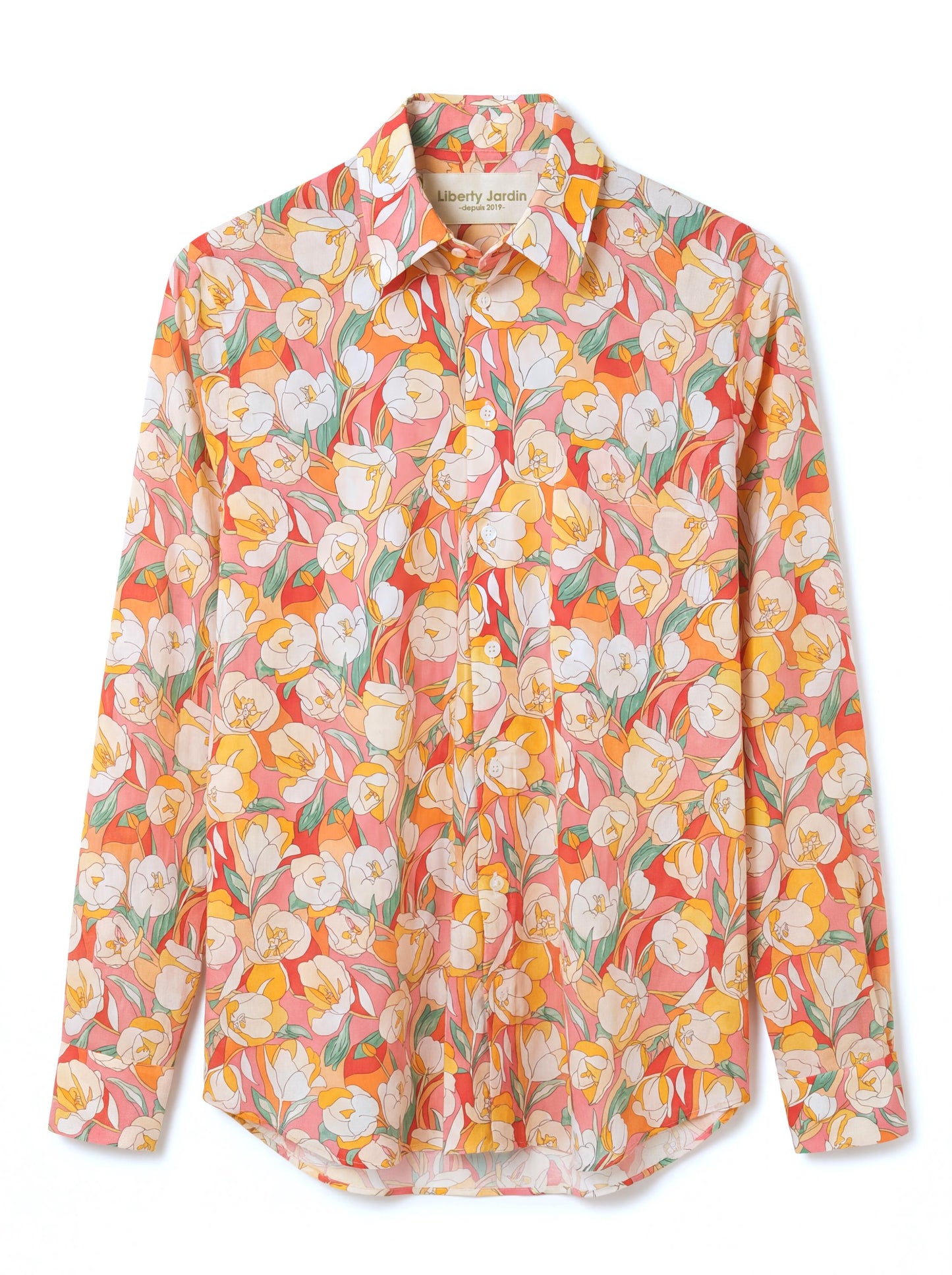 Liberty London Button-Up Long-sleeved Shirt, Handmade Sustainable Tailoring Chemise, Bespoke Personalised Menswear, Botanical Clothing