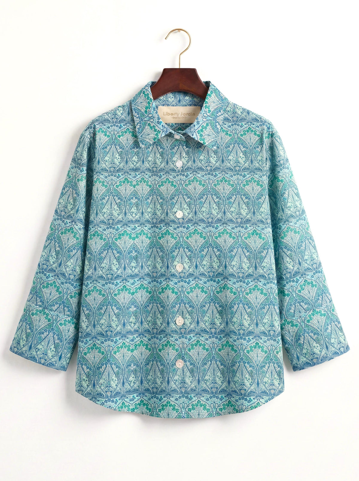 Liberty London Kimono Shirt, Bracelet Sleeves Button-up Chemise, Handmade Personalised Blouse, Botanical Sustainable Clothing