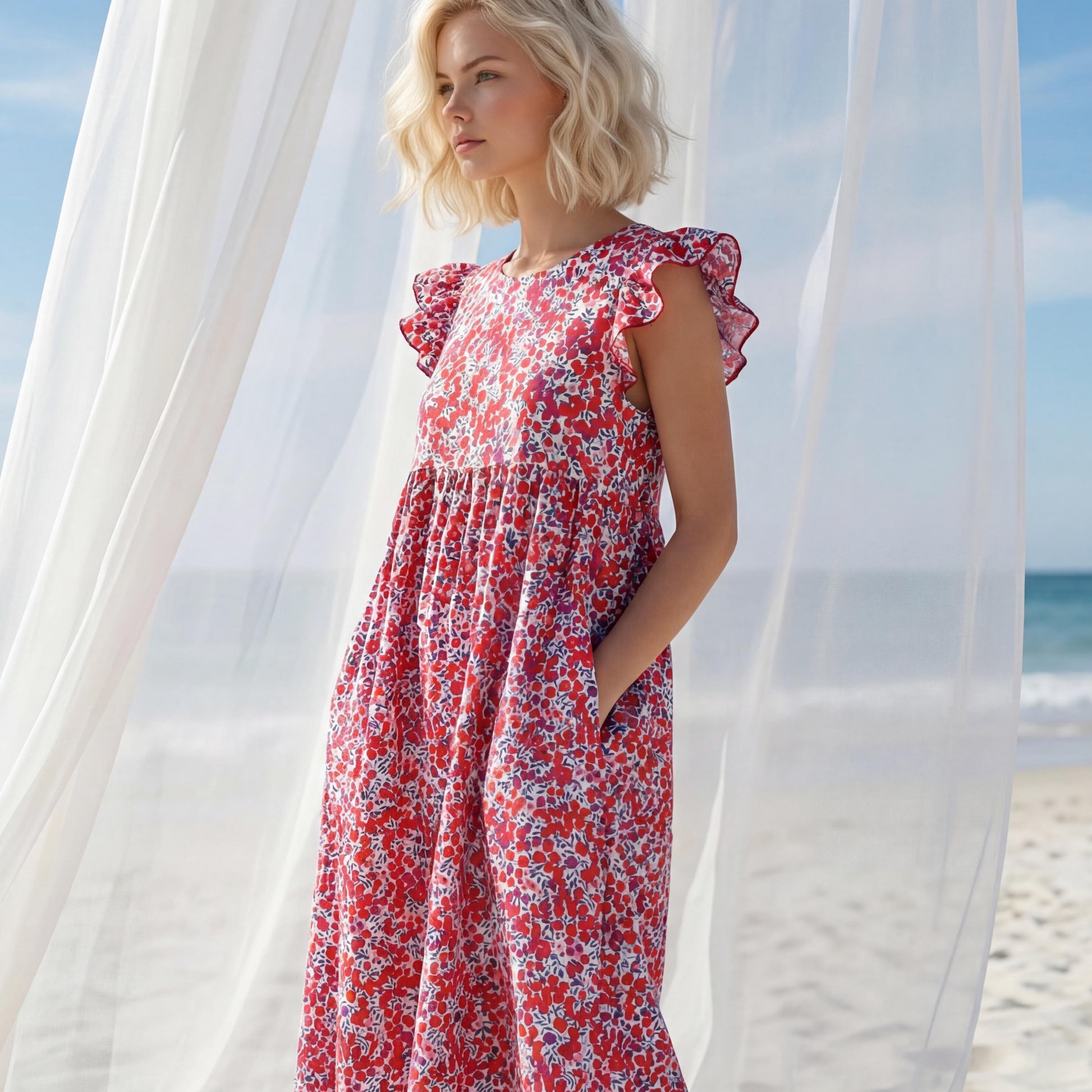 Liberty London Smock Sleeveless Sundress, Handmade Sustainable Womenswear, Personalised Cotton Botanical Clothing,