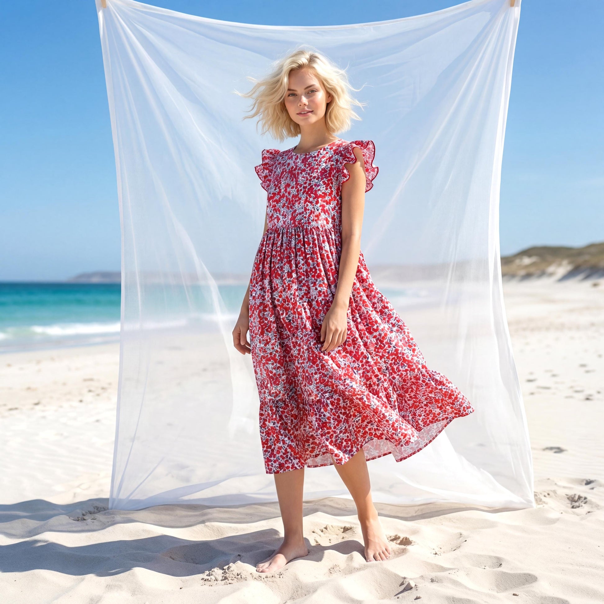 Liberty London Smock Sleeveless Sundress, Handmade Sustainable Womenswear, Personalised Cotton Botanical Clothing,