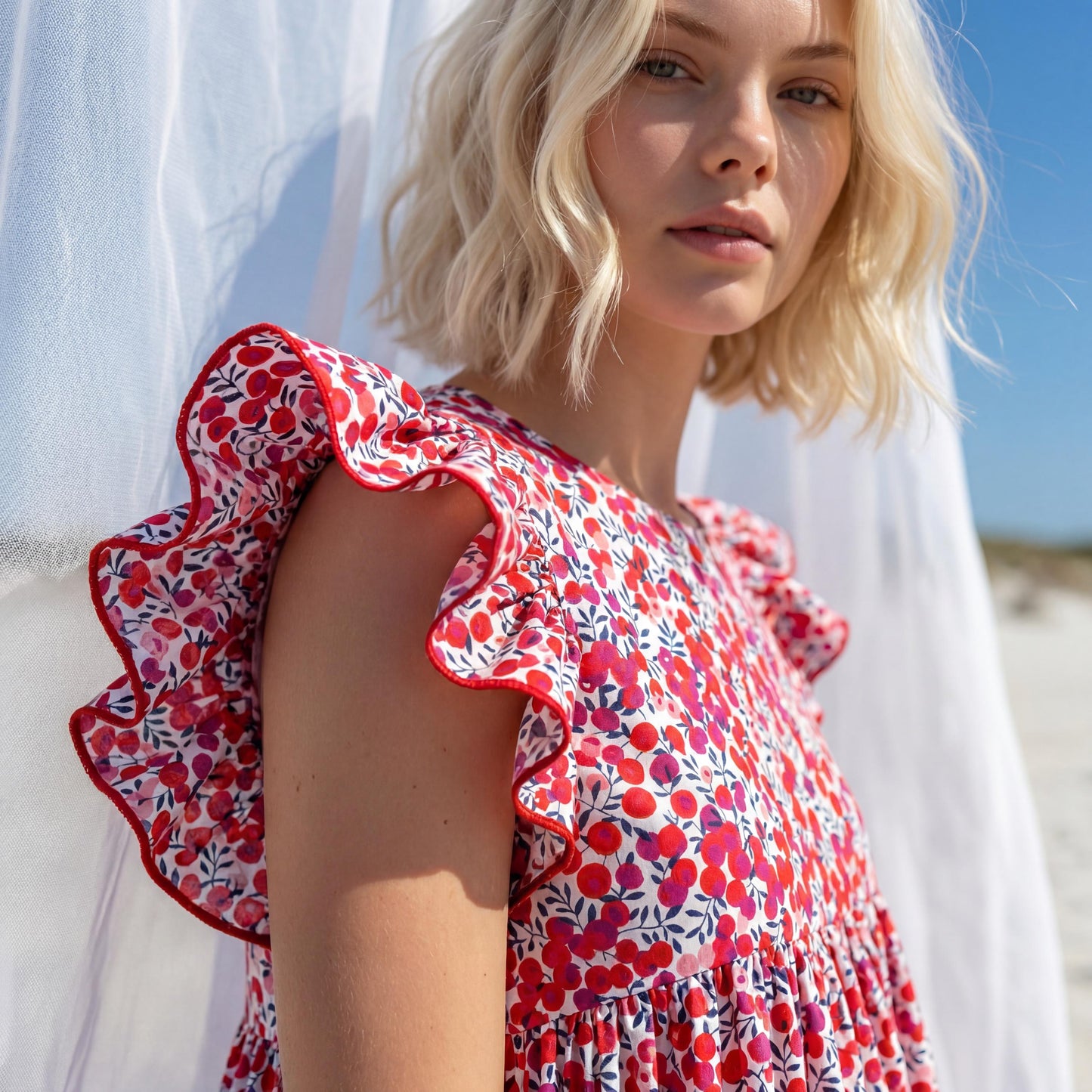 Liberty London Smock Sleeveless Sundress, Handmade Sustainable Womenswear, Personalised Cotton Botanical Clothing,