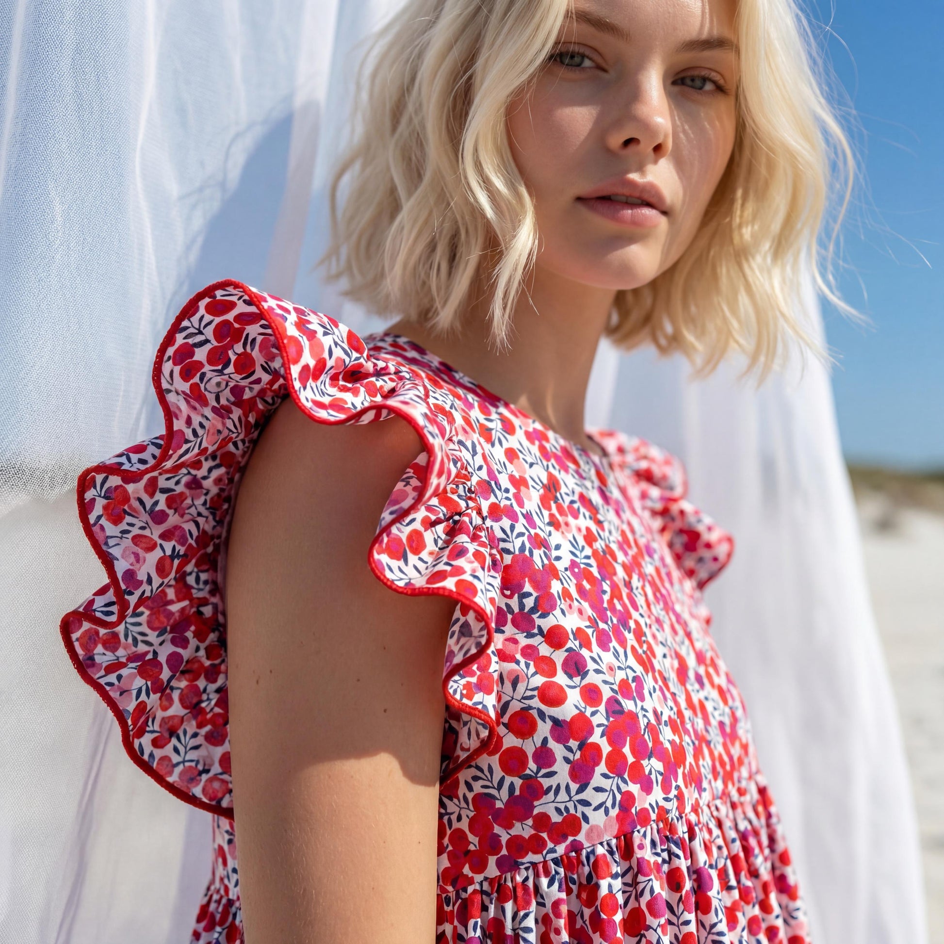 Liberty London Smock Sleeveless Sundress, Handmade Sustainable Womenswear, Personalised Cotton Botanical Clothing,