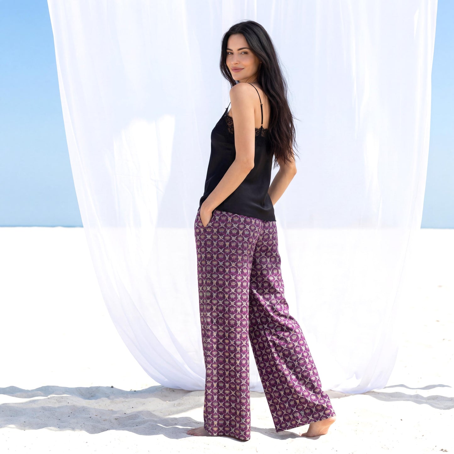 Liberty London Palazzo Trousers, Wide-legged Handmade Personalised Pants, Lightweight Cotton Loungewear Bottoms, Sustainable Clothing