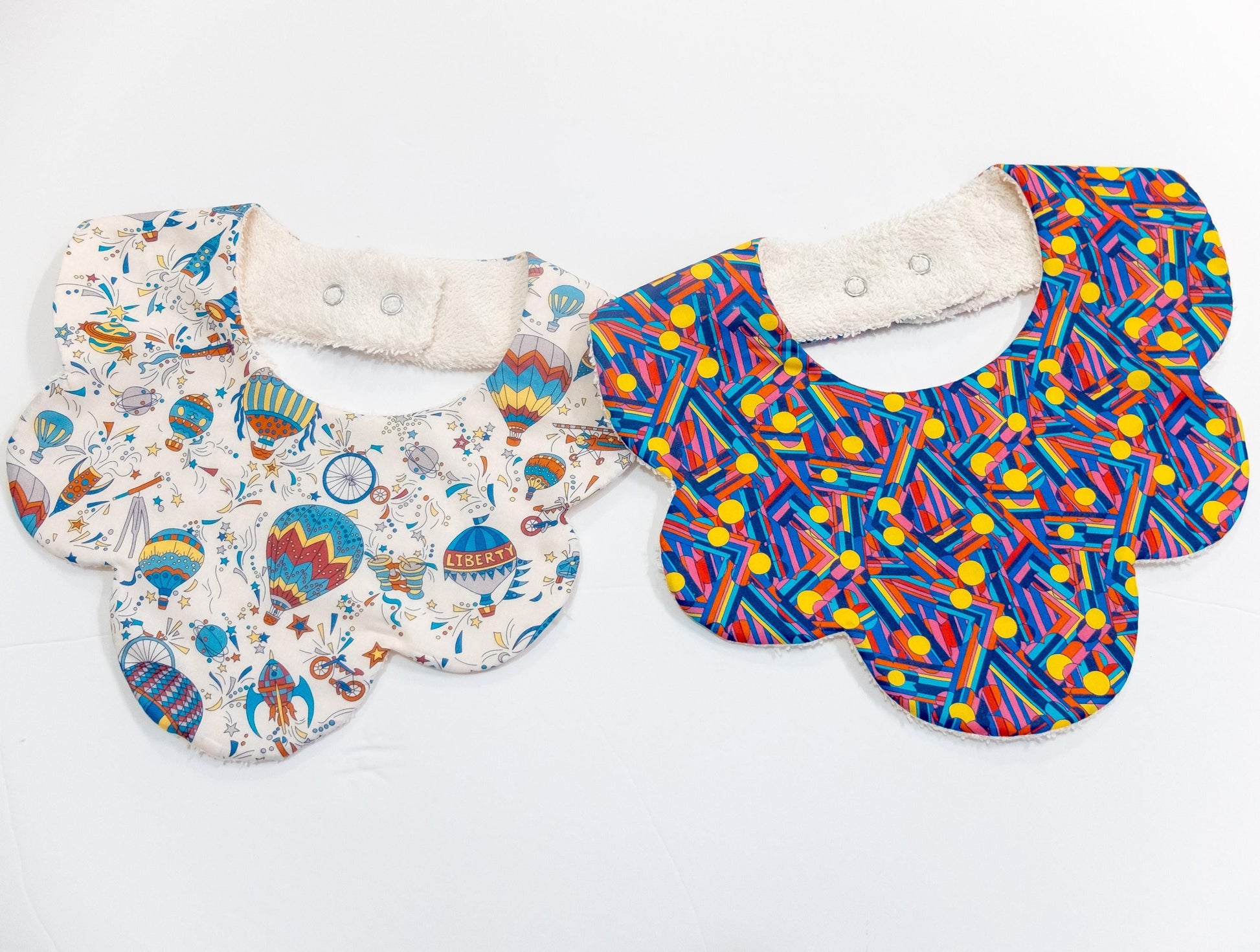 Liberty London Scallop Bibs, Ditsy Floral Print Baby Burb Cloths, New Born Gift, Sustainable Handmade Clothing, Organic Cotton Drool Catcher