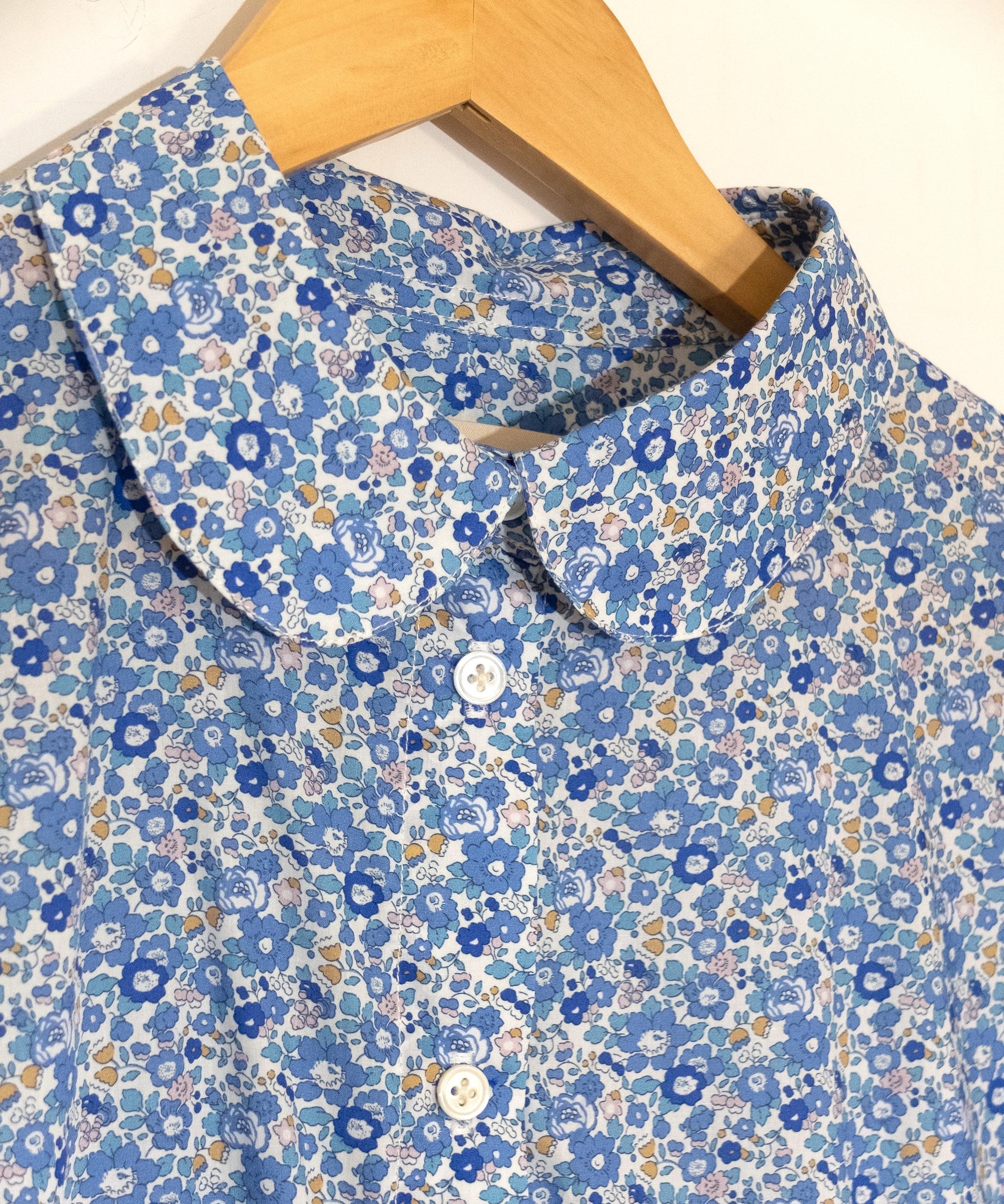 Liberty London Peter Pan Collared Shirtdress, Handmade Personalised Botanical Dress, Sustainable Customised Clothing, Cotton Womenswear