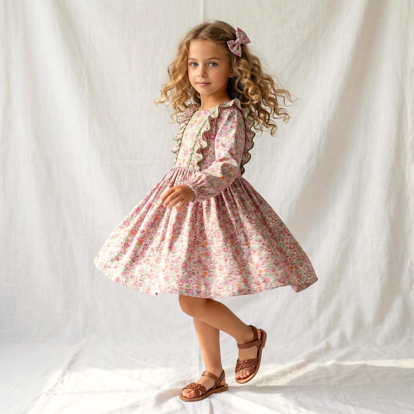 Liberty London Wedding Flower Girl Dress, Handmade Heirloom Children Clothing, Sustainable Tailoring Floral-Print Outfits