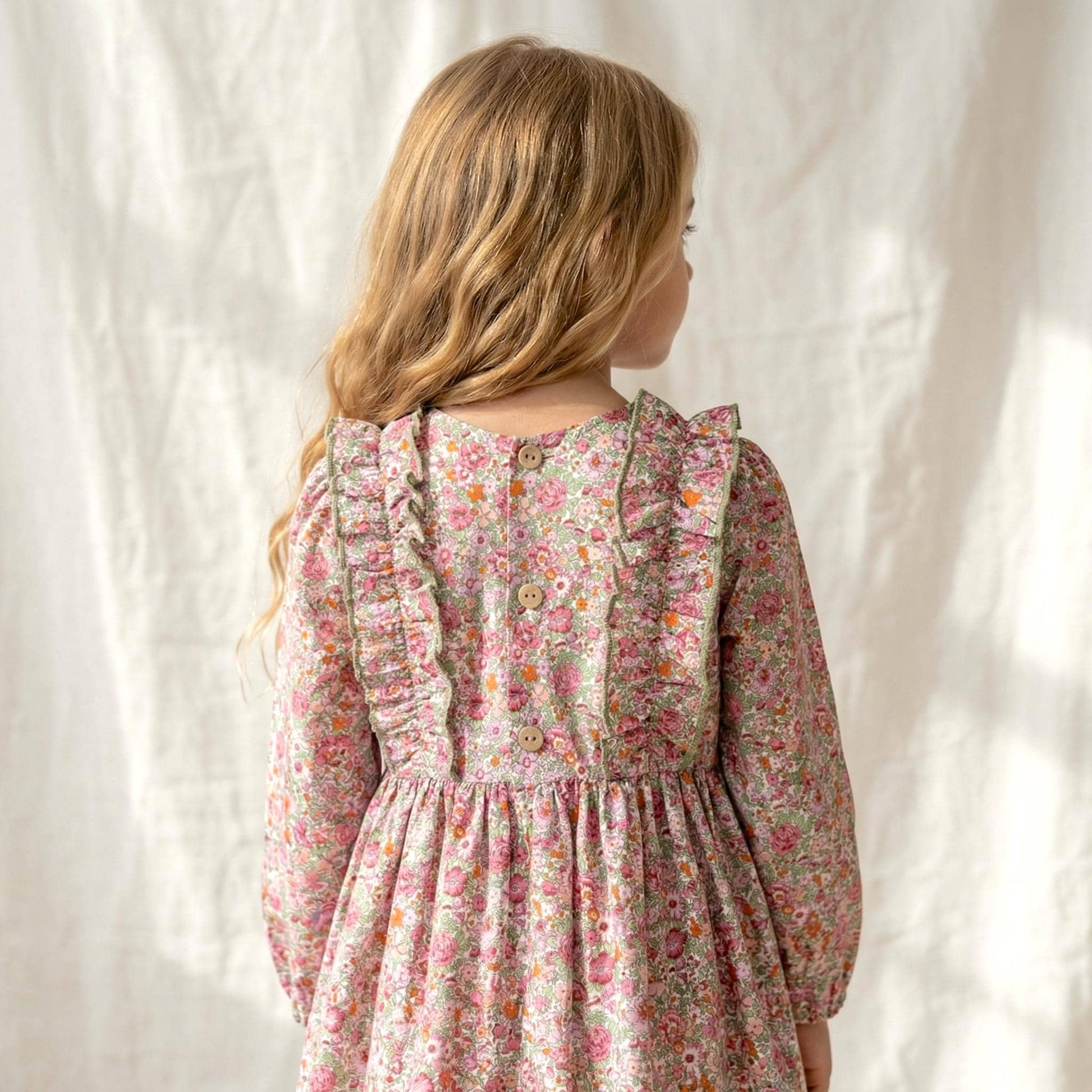 Liberty London Wedding Flower Girl Dress, Handmade Heirloom Children Clothing, Sustainable Tailoring Floral-Print Outfits