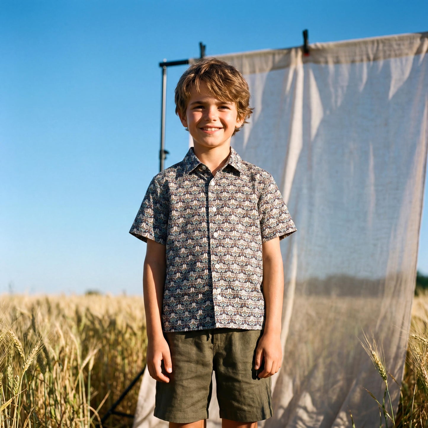 Liberty London Short-sleeved Button-up Shirt, Handmade Botanical Cotton Chemise, Sustainable Personalised Clothing, Customised Children-wear
