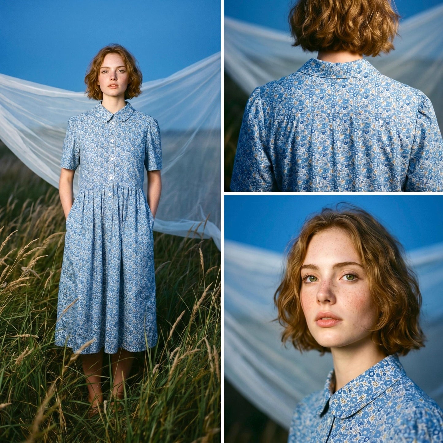 Liberty London Peter Pan Collared Shirtdress, Handmade Personalised Botanical Dress, Sustainable Customised Clothing, Cotton Womenswear