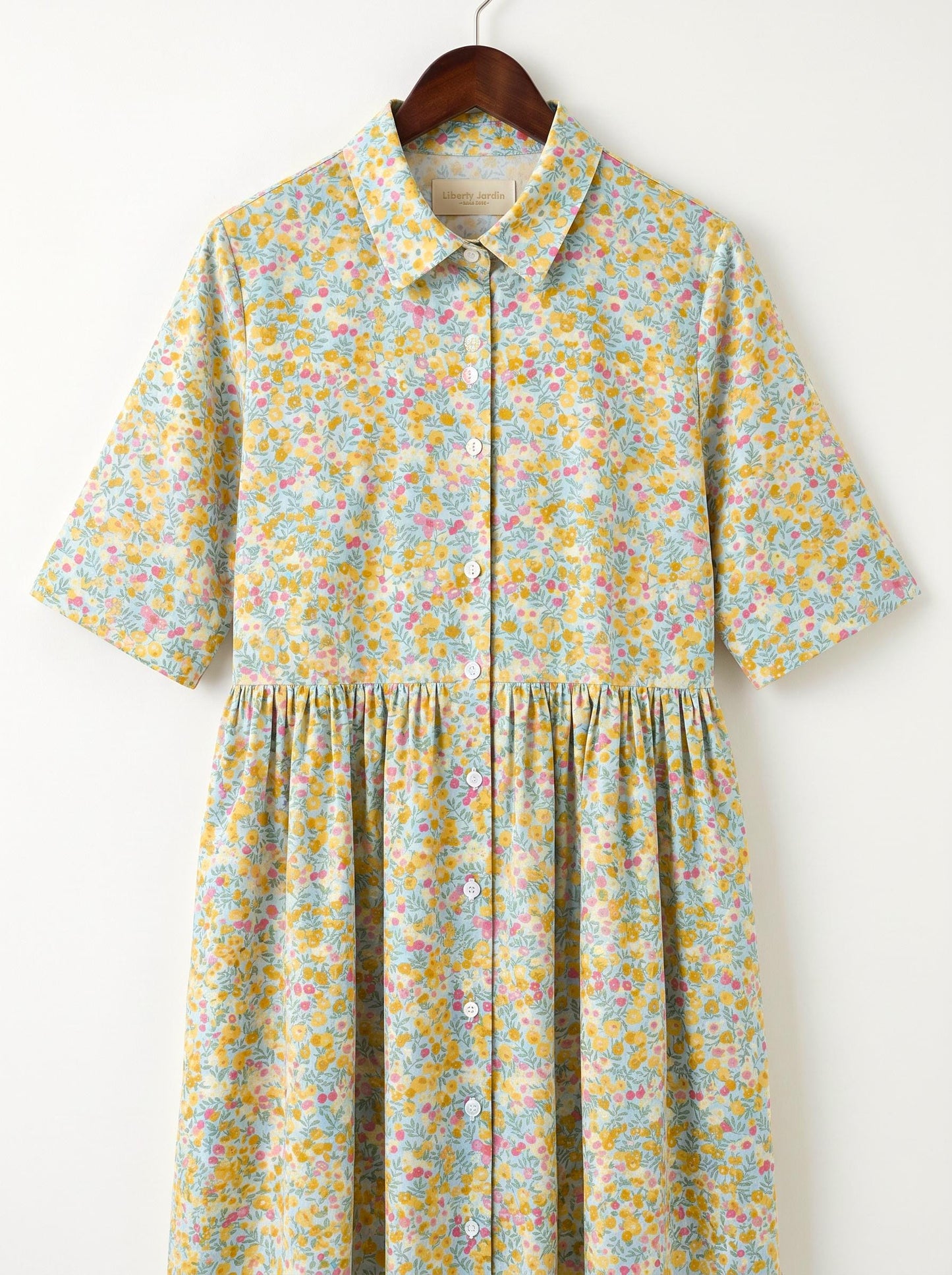 Liberty London Collared Kimono Sleeves Shirtdress, Handmade Botanical Womenswear, Sustainable Slow-fashioned Clothing, Personalised Dress