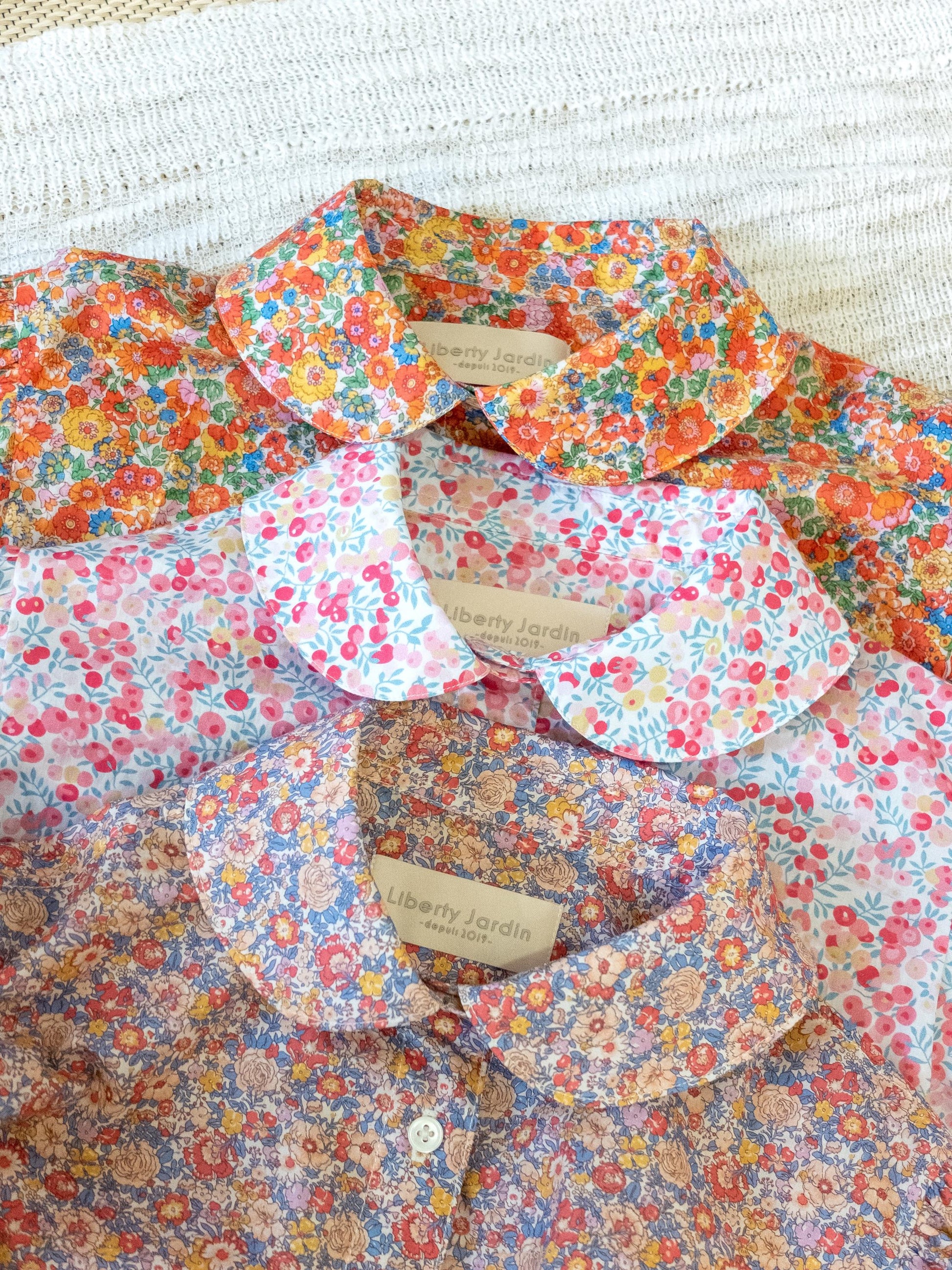 Liberty London Peter Pan Collared Handmade Chemise, Button-up Botanical Personalised Shirt, Minimalist Versatile Clothing, Short Sleeves Top