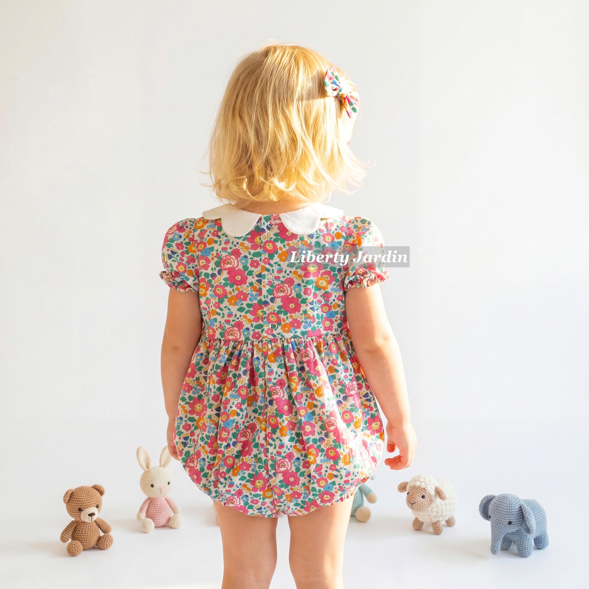 Liberty London Bubble Romper, Handmade Children Clothing, Sustainable Personalised Playsuit, Customised Outfits, Botanical Onesie
