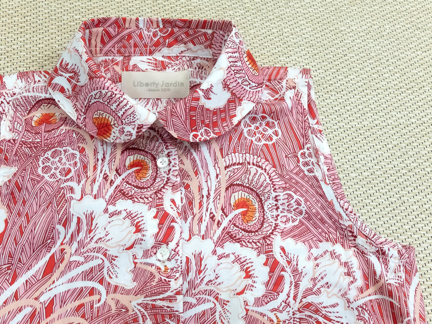 Liberty London Sleeveless Peter Pan Collar Blouse, Button-up Tailoring Botanical Shirt, Personalised Customised Top