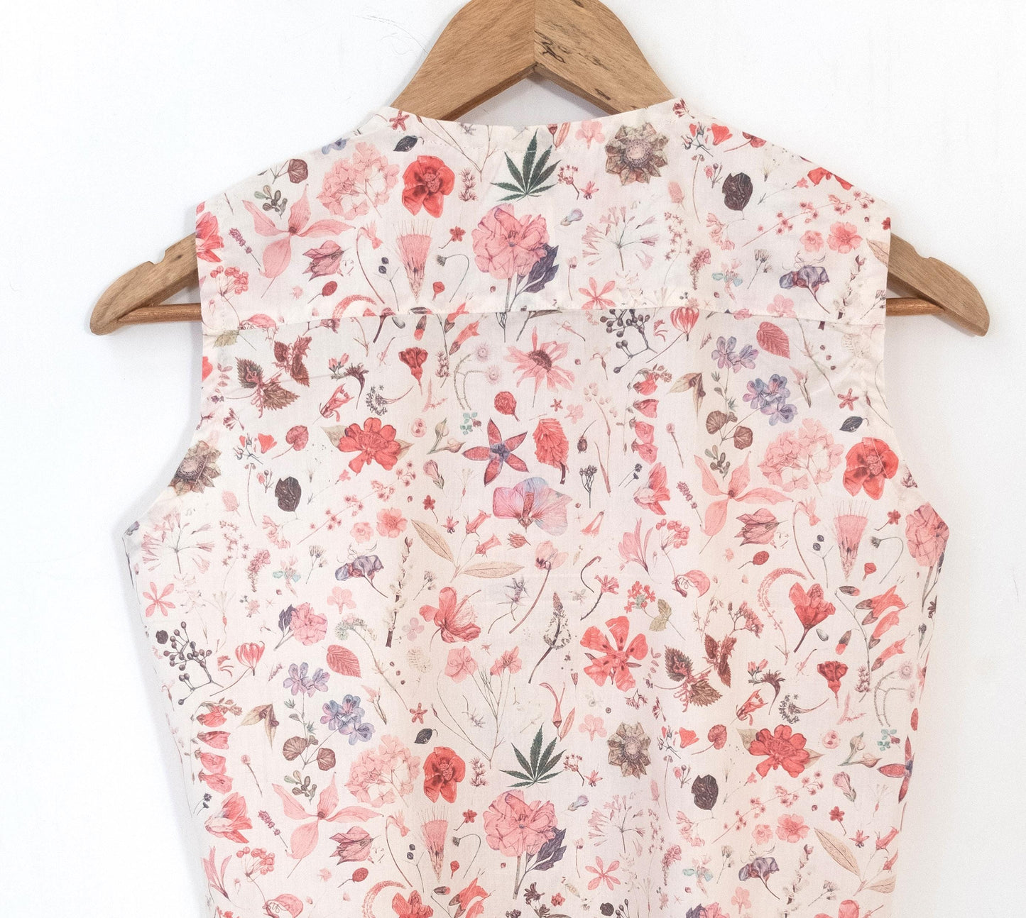 Liberty London Sleeveless Blouse, Button-up Tailoring Botanical Shirt, Personalised Customised Top, Sustainable Cotton Womenswear