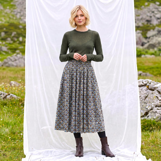 Liberty London Handmade Skirt, Luxury A-line Panel Skirt, Personalised Sustainable Clothing, Botanical Customised Womenswear