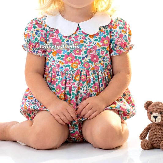 Liberty London Bubble Romper, Handmade Children Clothing, Sustainable Personalised Playsuit, Customised Outfits, Botanical Onesie