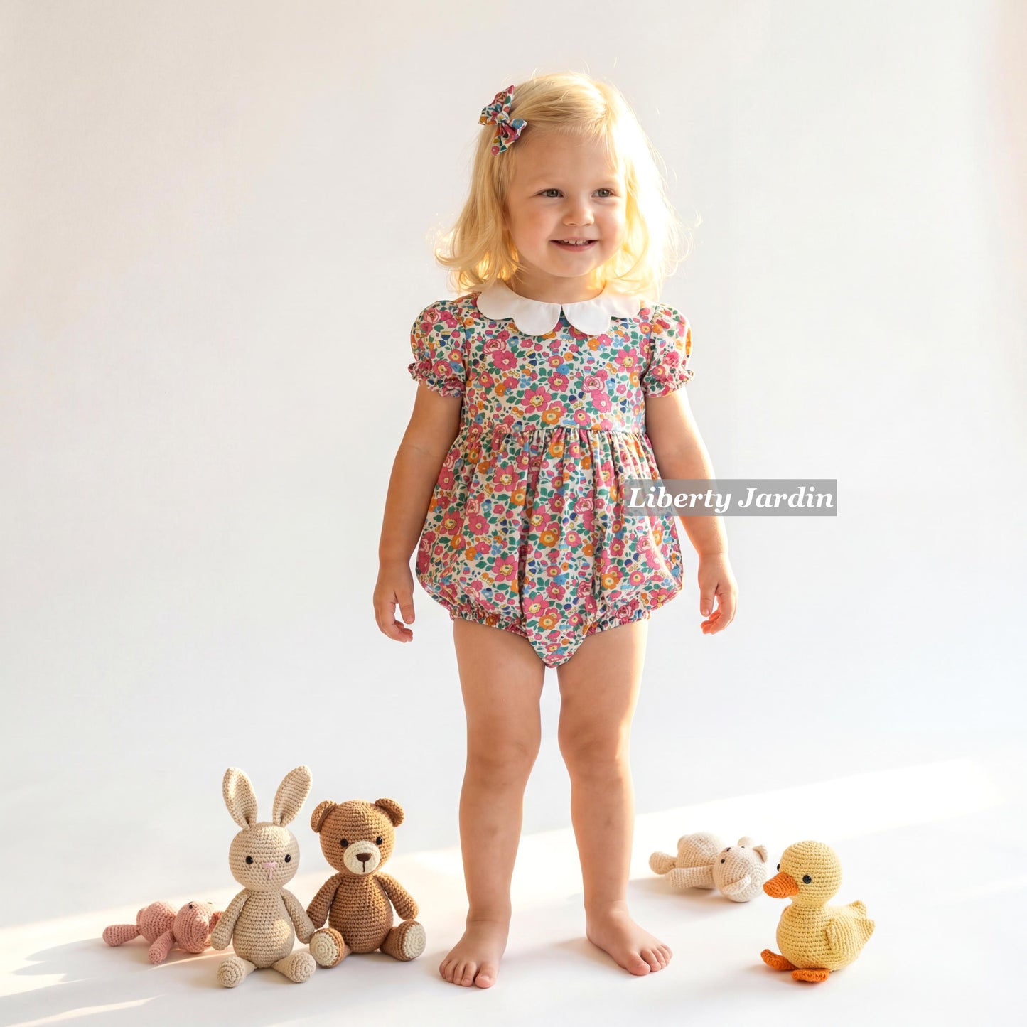 Liberty London Bubble Romper, Handmade Children Clothing, Sustainable Personalised Playsuit, Customised Outfits, Botanical Onesie