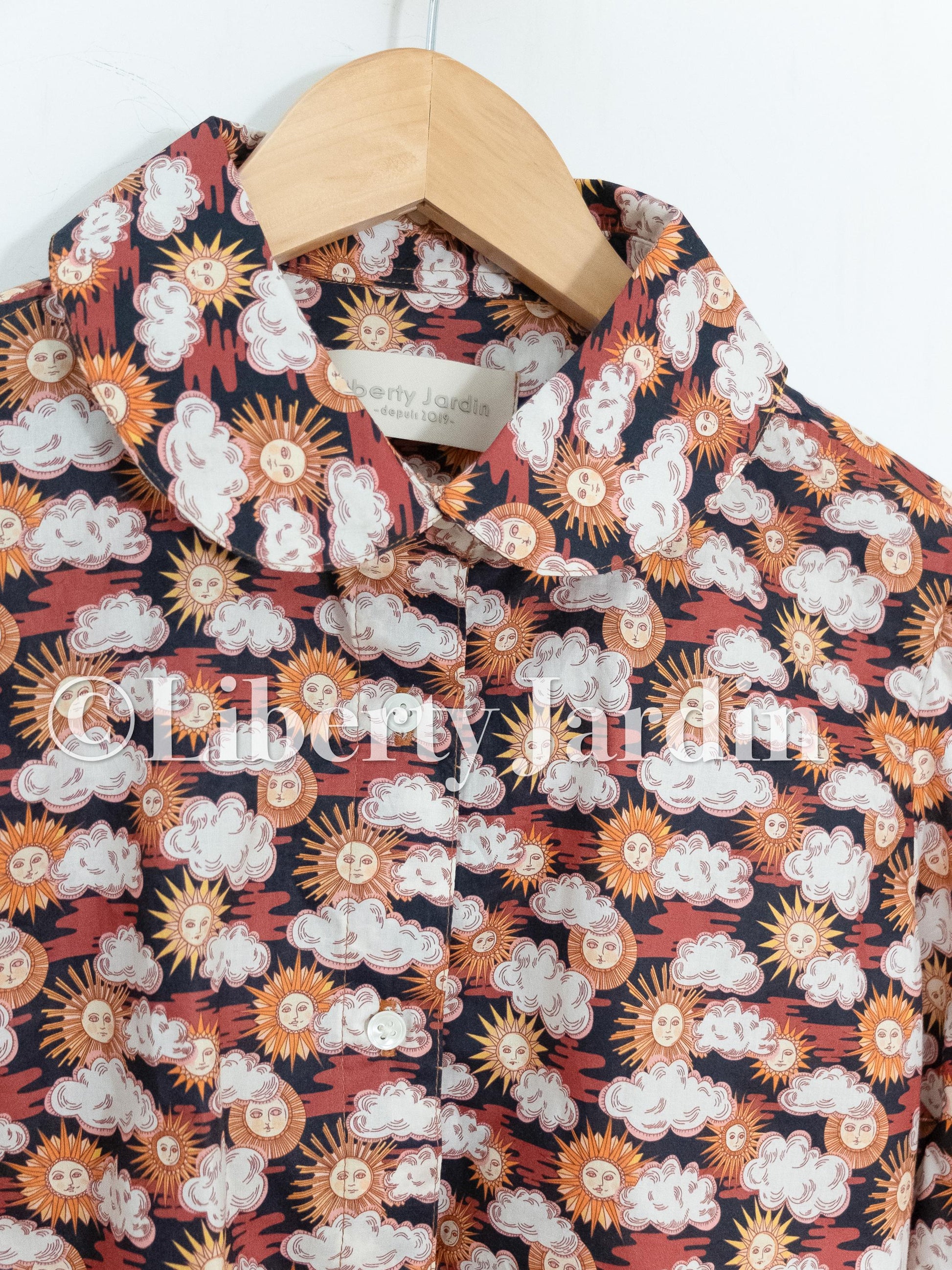 Liberty London Handmade Shirt, Peter Pan Collar Chemise, Button-up Botanical Personalised Blouse, Minimalist Versatile Top, Short Sleeves