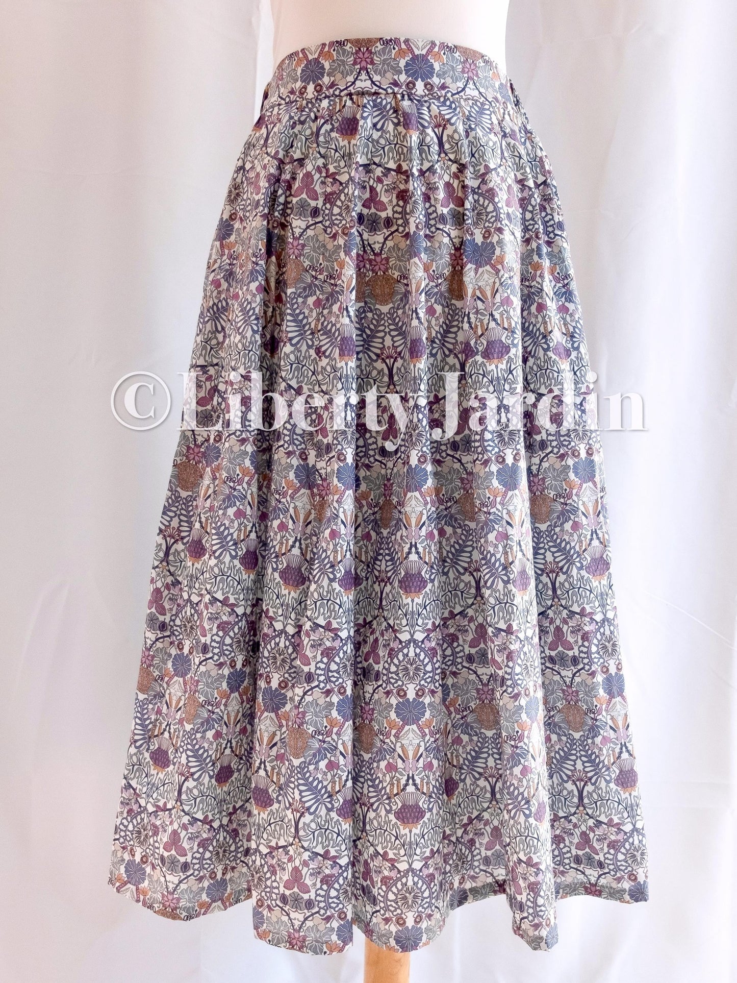 Liberty London Handmade Skirt, Luxury A-line Panel Skirt, Personalised Sustainable Clothing, Botanical Customised Womenswear, Floral Robe