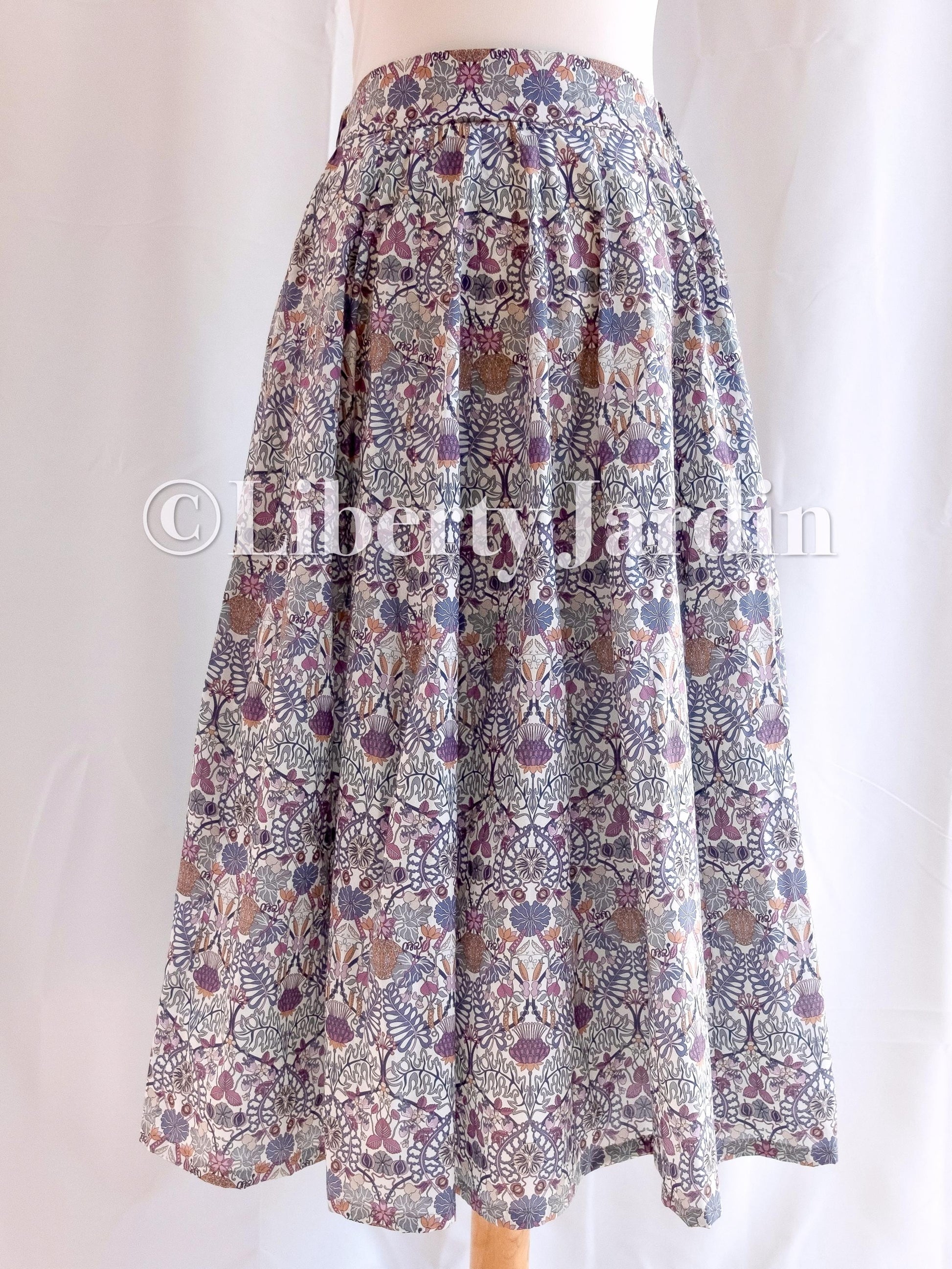 Liberty London Handmade Skirt, Luxury A-line Panel Skirt, Personalised Sustainable Clothing, Botanical Customised Womenswear, Floral Robe
