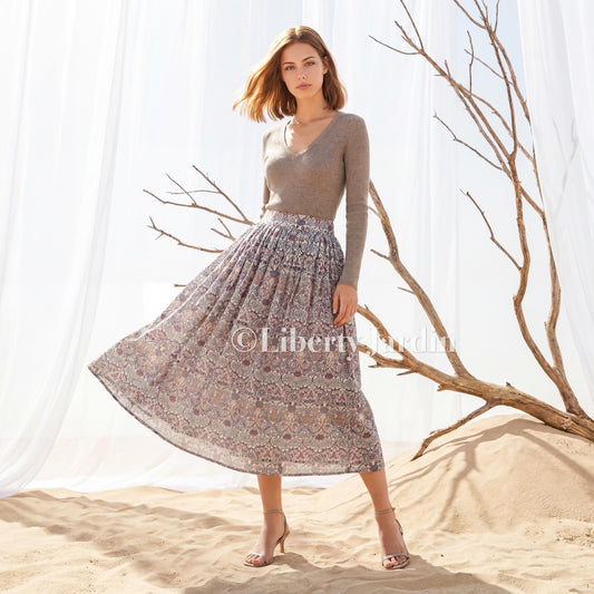Liberty London Handmade Skirt, Luxury A-line Panel Skirt, Personalised Sustainable Clothing, Botanical Customised Womenswear, Floral Robe