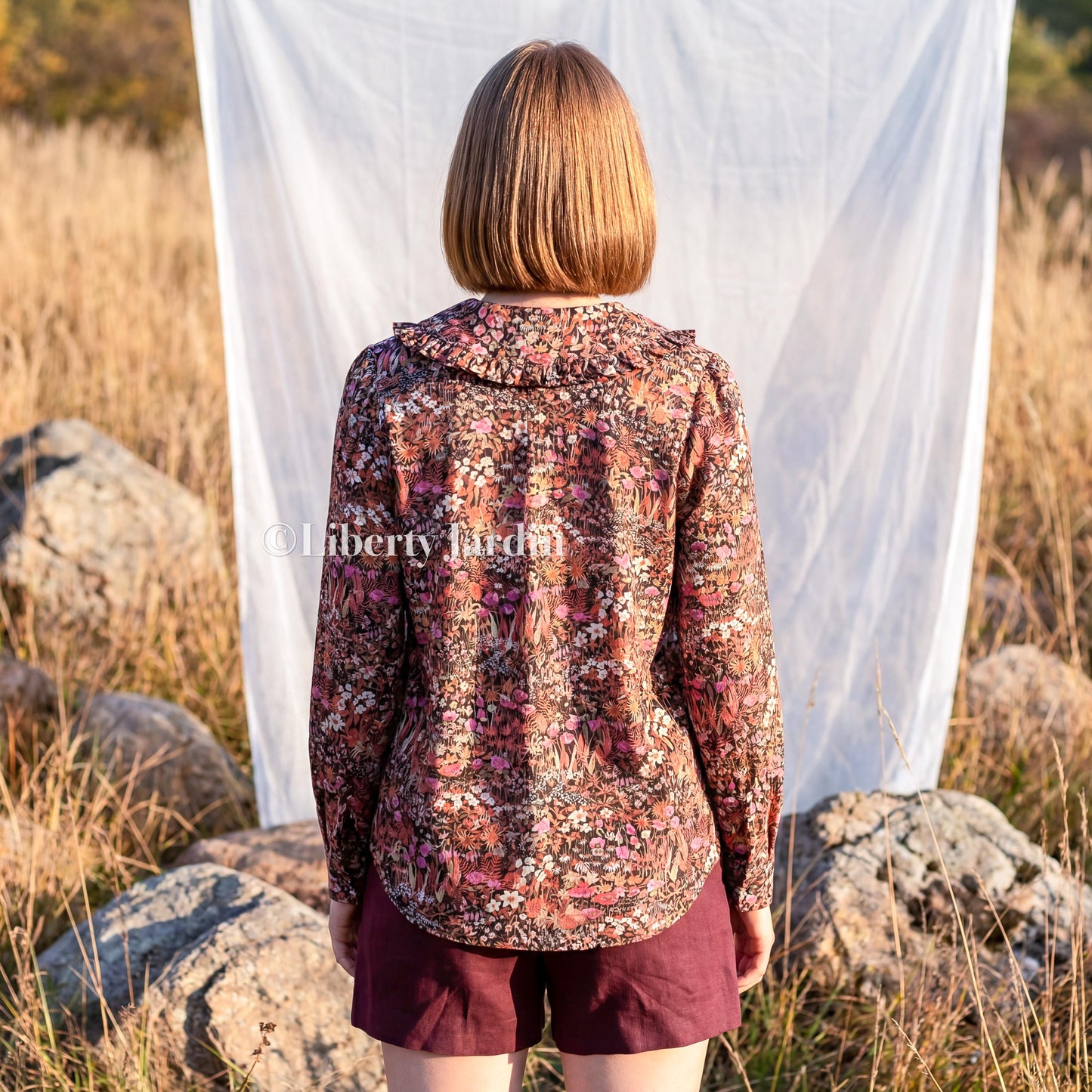 Liberty London Long Sleeves Blouse, Handmade Botanical Button-Up Chemise, Sustainable Clothing, Tailoring Personalised Womenswear
