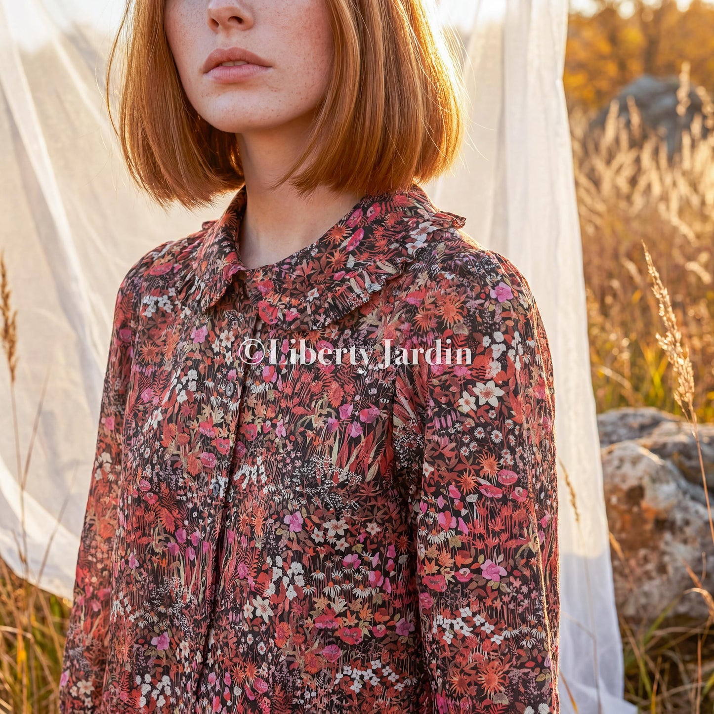 Liberty London Long Sleeves Blouse, Handmade Botanical Button-Up Chemise, Sustainable Clothing, Tailoring Personalised Womenswear