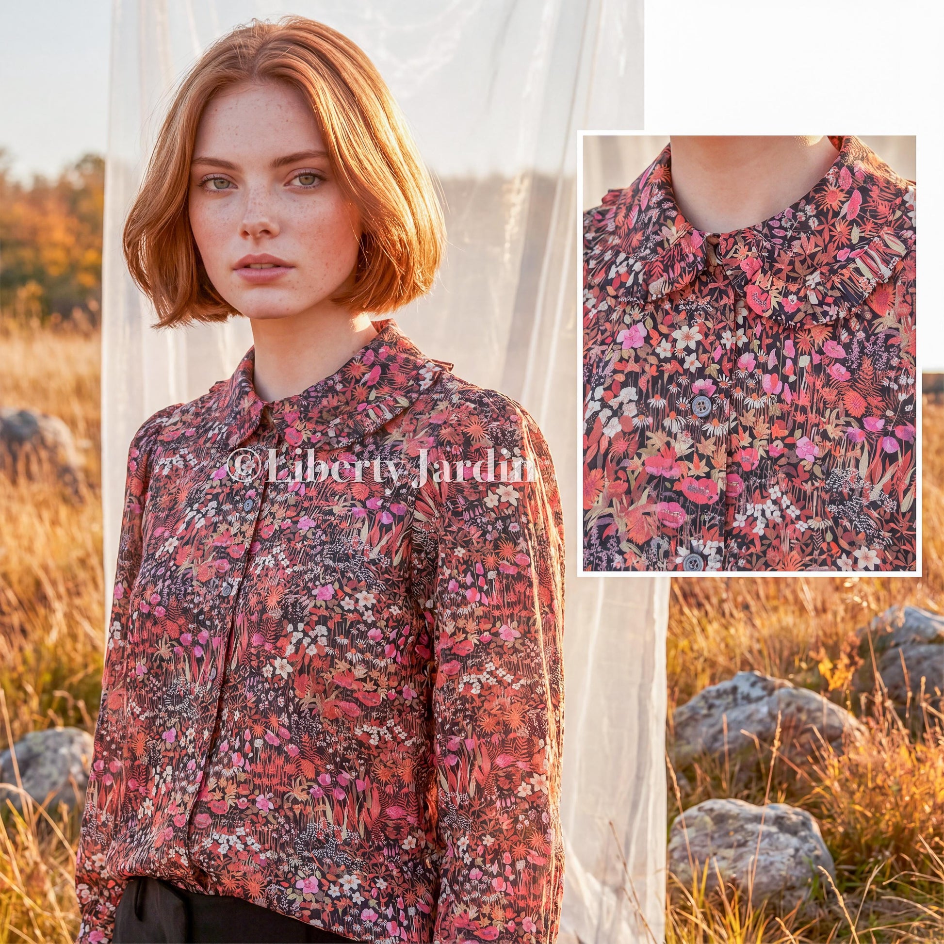 Liberty London Long Sleeves Blouse, Handmade Botanical Button-Up Chemise, Sustainable Clothing, Tailoring Personalised Womenswear