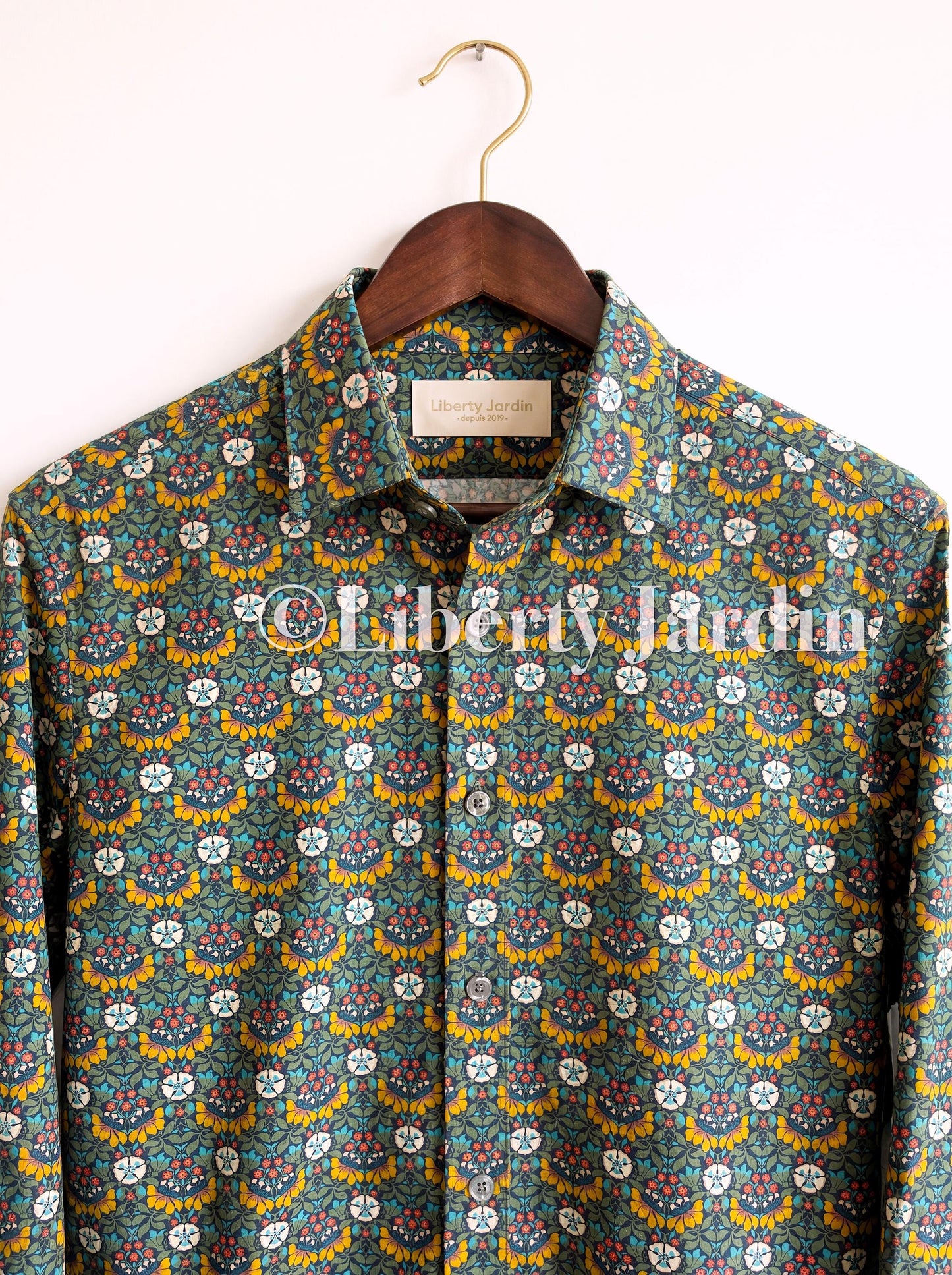 Liberty London Long Sleeves Men Shirt, Handmade Botanical Chemise, Personalised Tailoring Clothing, Classic Minimalist Button Up Dress Top