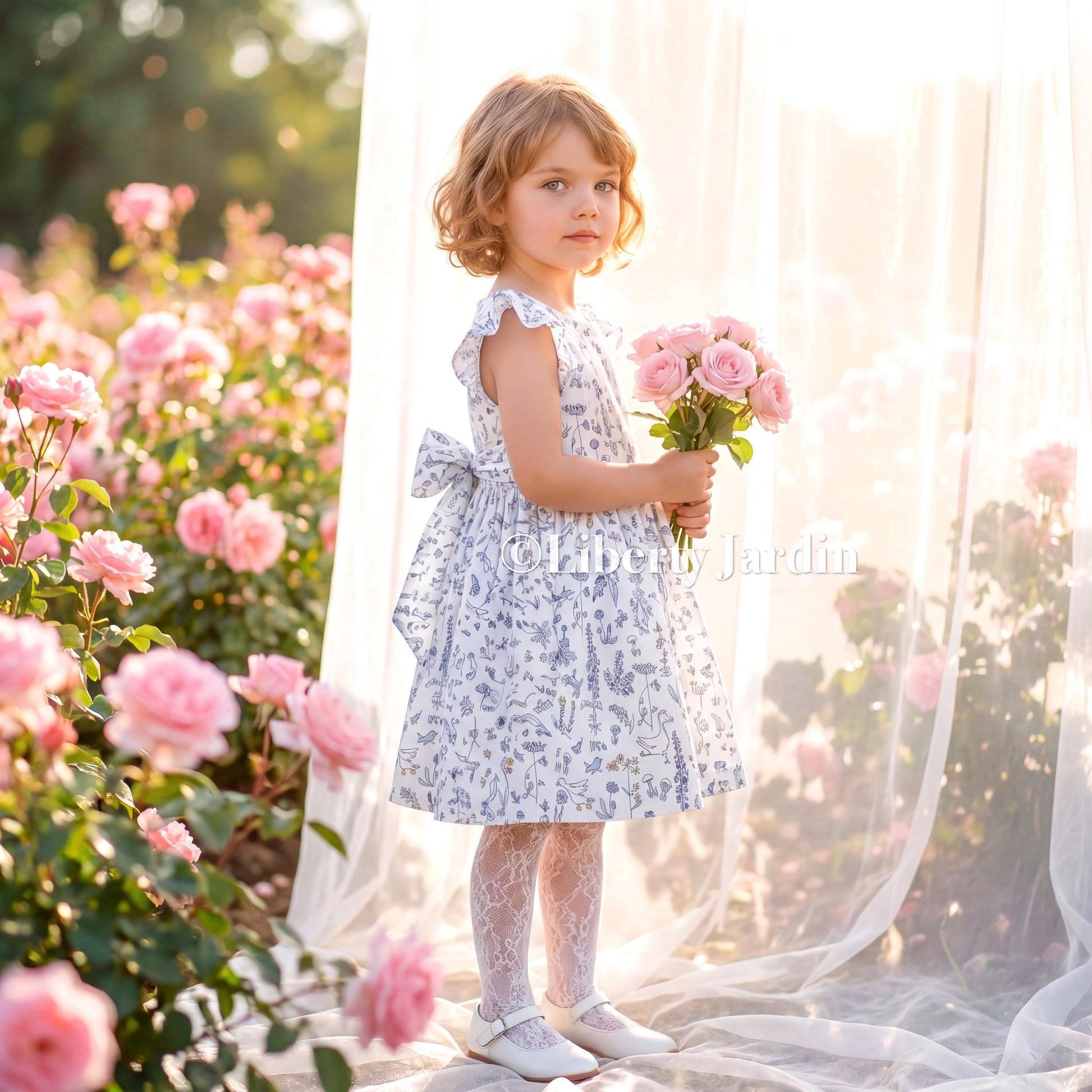 Liberty London Flower Girl Dress, Heirloom Handmade Tailoring Clothing, Personalised Customised Outfits, Sleeveless Open Back Cotton Dress