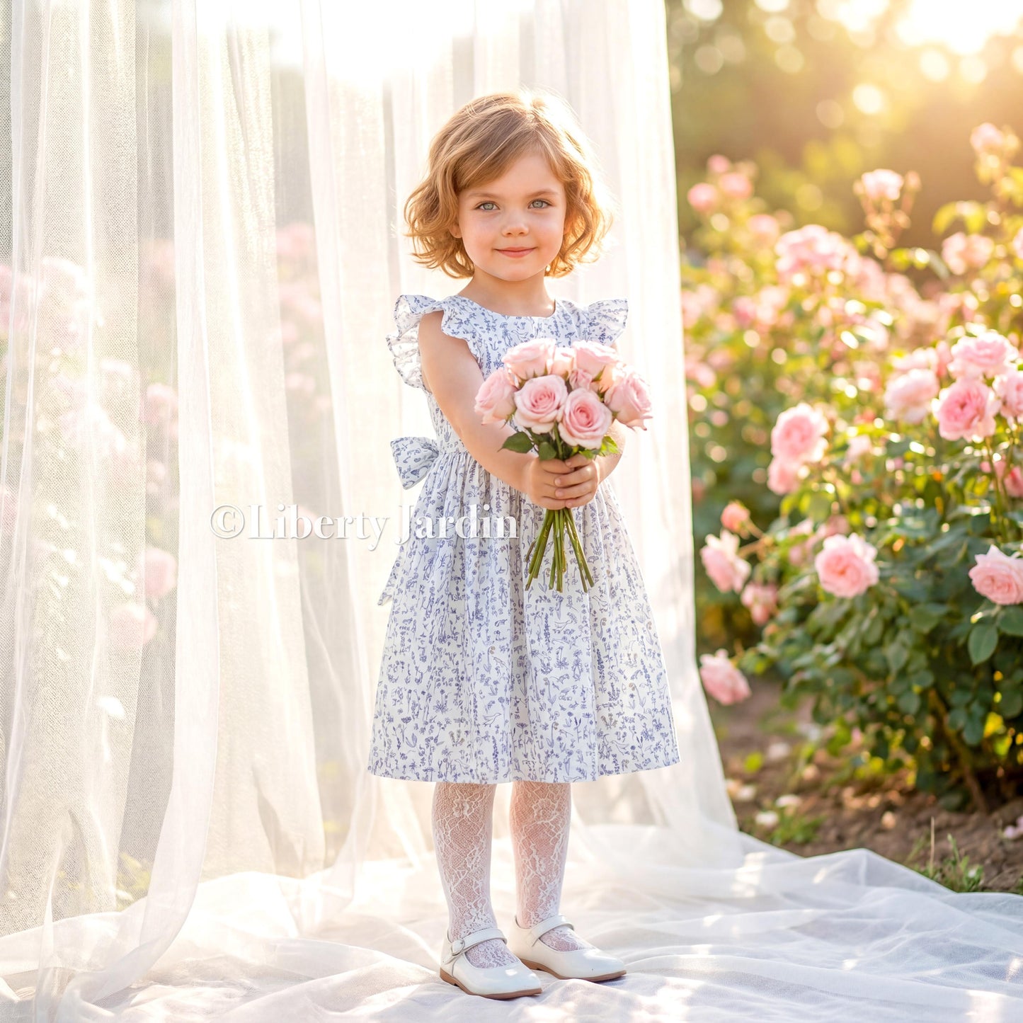 Liberty London Flower Girl Dress, Heirloom Handmade Tailoring Clothing, Personalised Customised Outfits, Sleeveless Open Back Cotton Dress