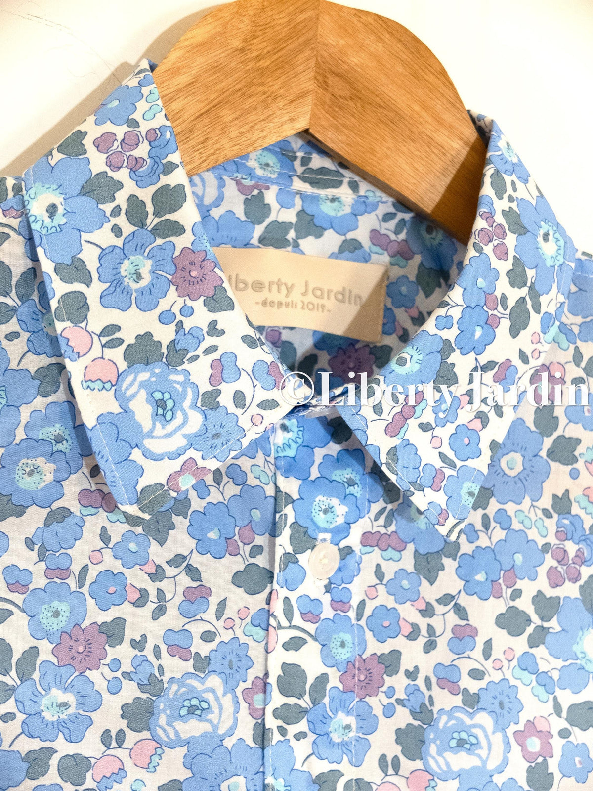 Liberty London Short Sleeves Shirt, Handmade Boy Chemise, Button Up Top, Botanical Animal Print Cotton, Personalised Customised Clothing