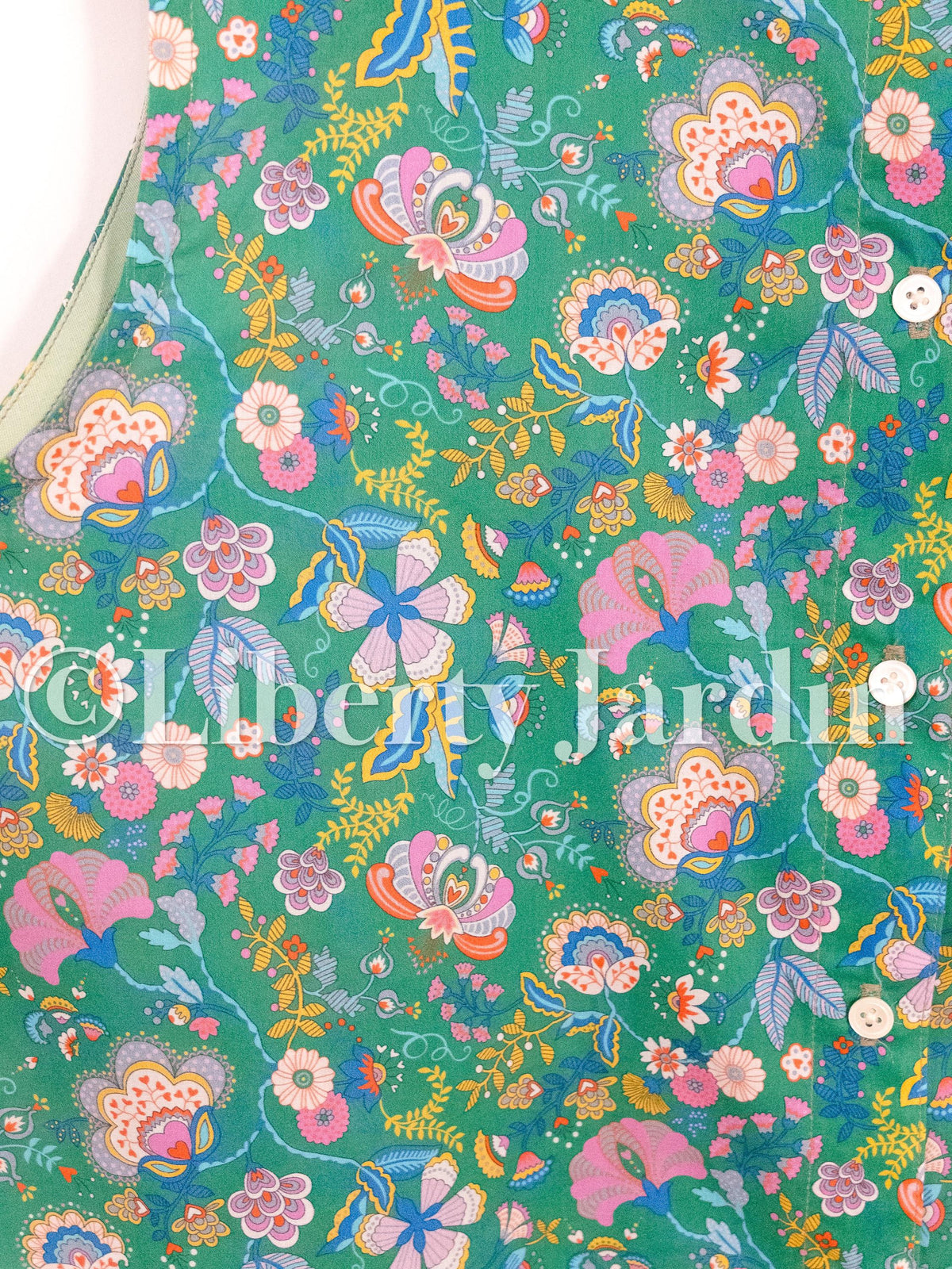 Liberty London Sleeveless Top, Handmade Button Up Blouse, Botanical Cotton Shirt, Personalised Bespoke Tailoring Clothing, Sustainable Wear