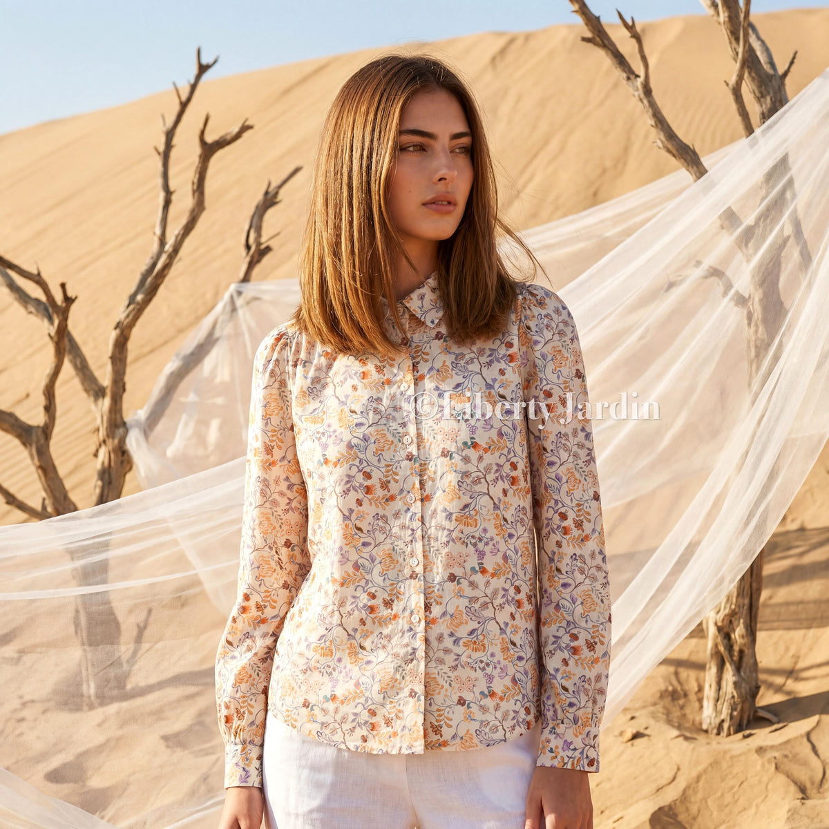 Liberty Of London Gather Blouse, Long Sleeves Button Up Shirt, Collared Handmade Chemise, Botanical Top, Personalised Customised Clothing